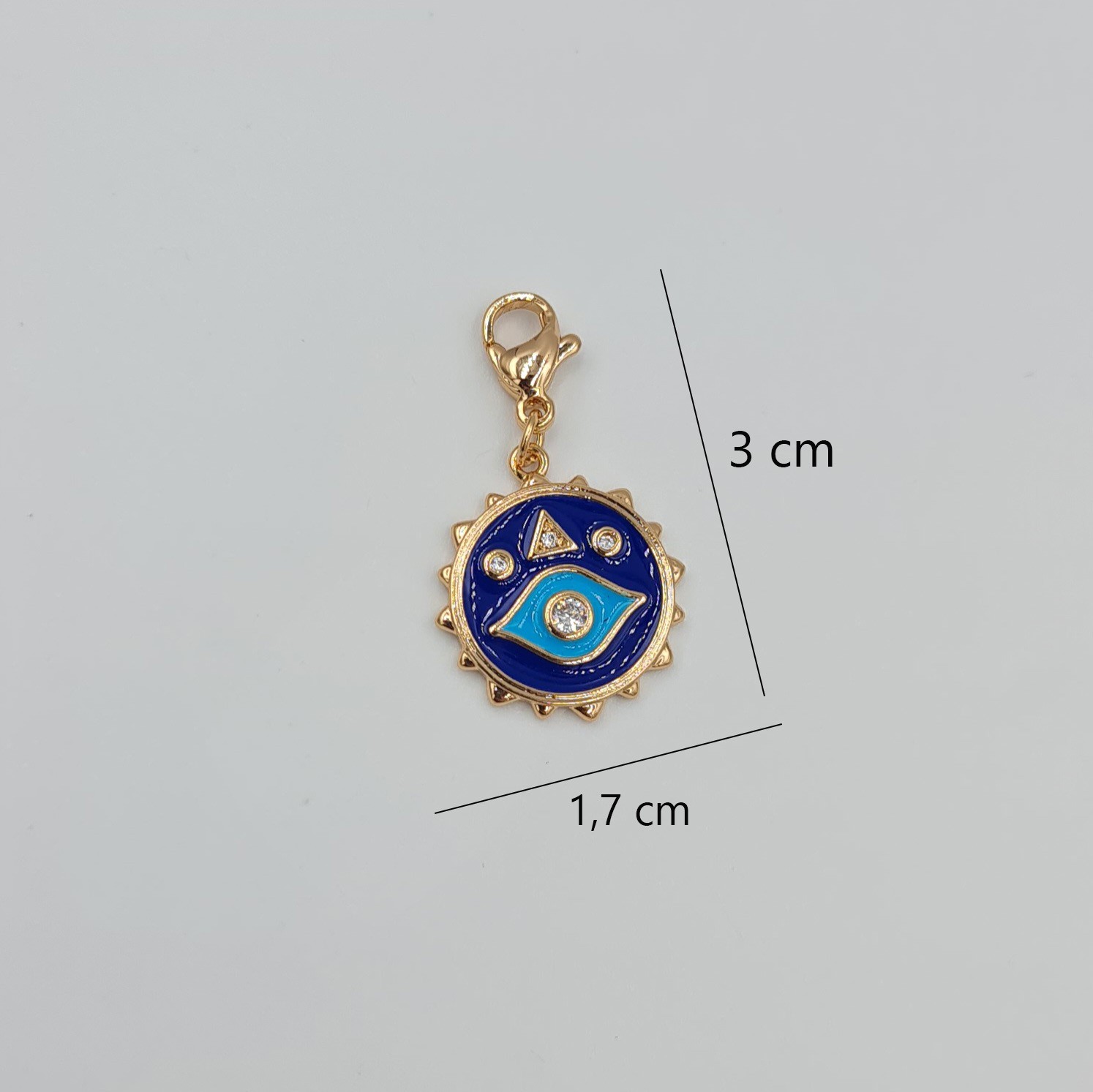 Rose Renk Göz Charm Kolye Ucu – Lacivert Mineli Sembollü, Xuping, Çok Amaçlı Kullanım (3 cm)