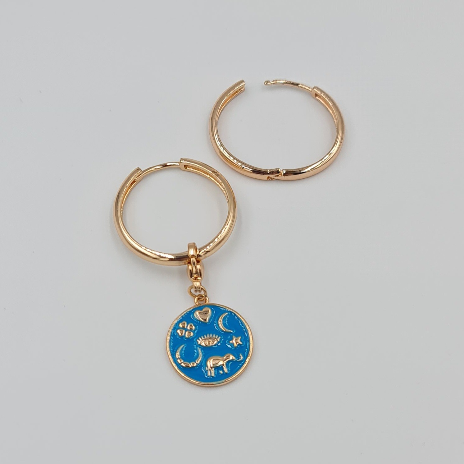 Rose Renk Xuping Charm Kolye Ucu – Şans ve Koruma Temalı, Mavi Mineli, Çoklu Kullanım (3 cm)
