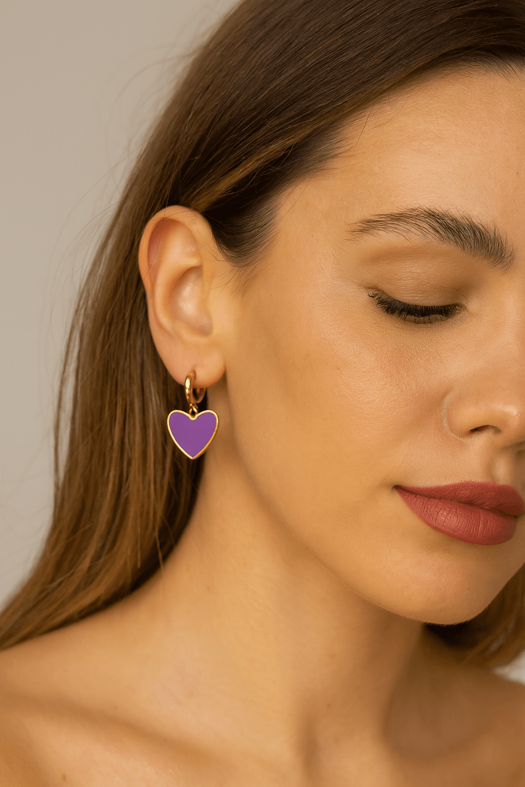Purple Love – Xupıng Mor Kalpli Xuping Halka Küpe