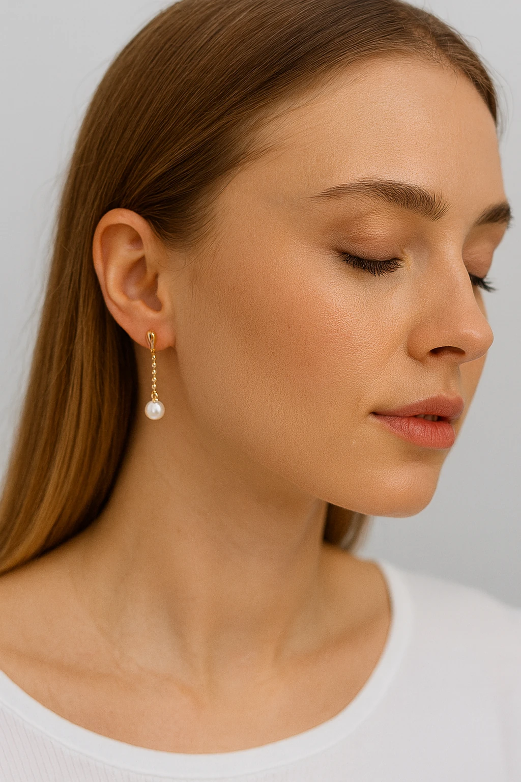 Rose Gold İnci ve Zirkon Detaylı Xuping Küpe