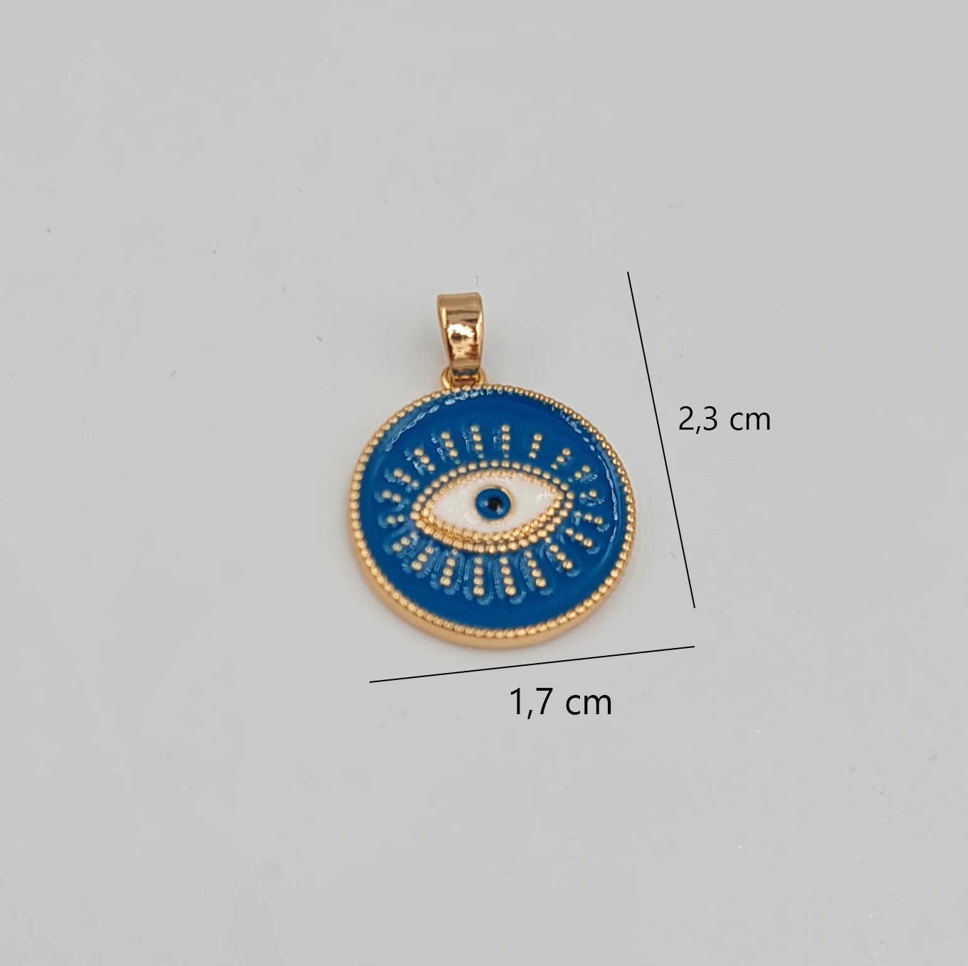 Mineli Nazar Göz Figürlü Kolye Ucu – Xuping Rose Gold, Kararmaz, 3 mm Halka (2,3 x 1,7 cm)