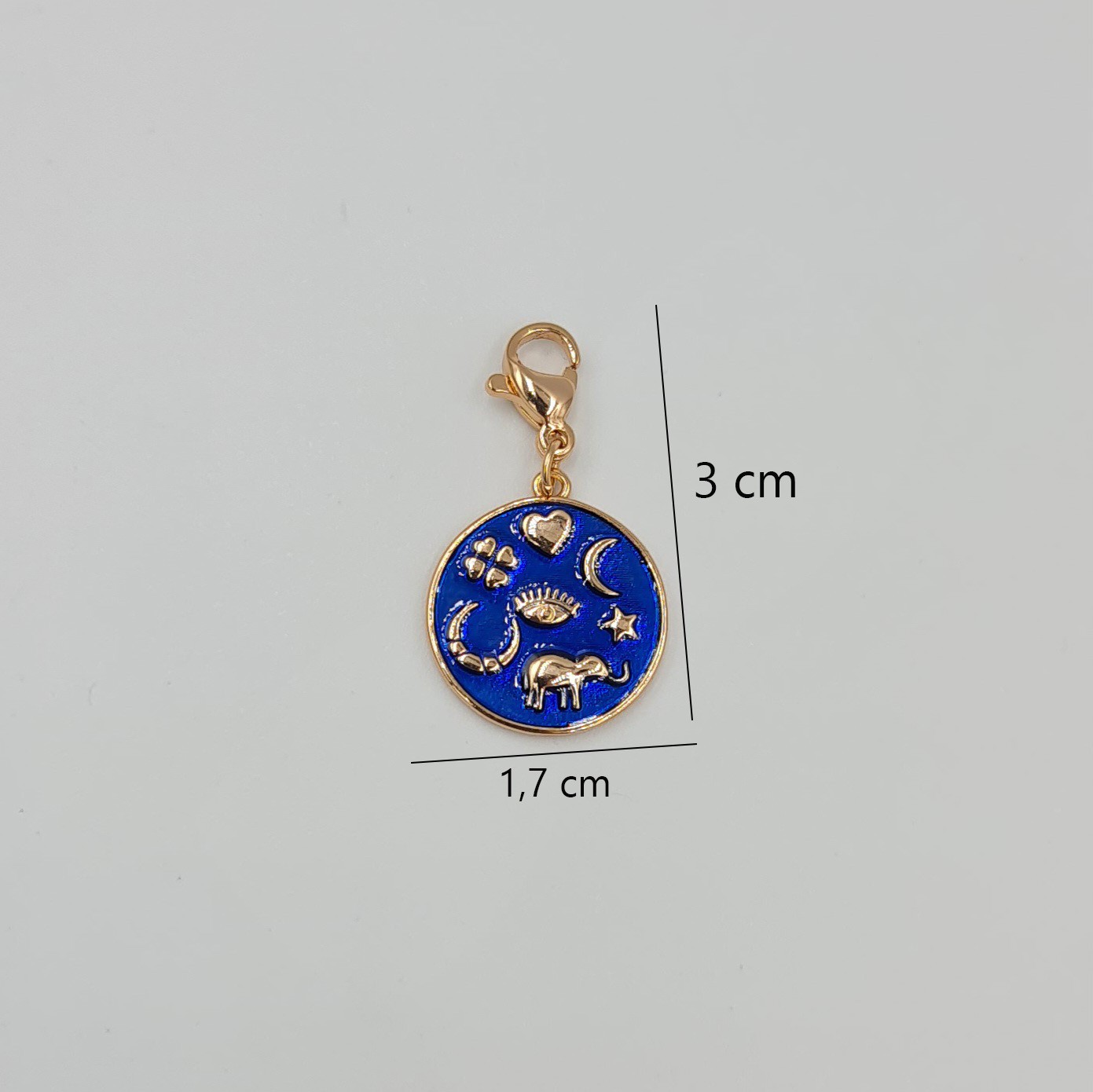 Şans Sembollü Charm Kolye Ucu – Rose Xuping, Lacivert Mineli, Çok Amaçlı Kullanım (3 x 1,7 cm)