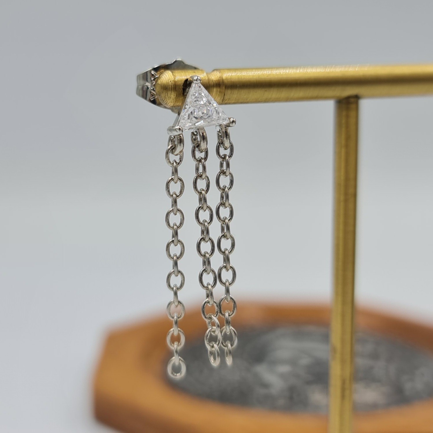 Gümüş Renk Xuping Üçlü Zincir Detaylı Zirkon Taşlı Şık Kadın Küpe Seti