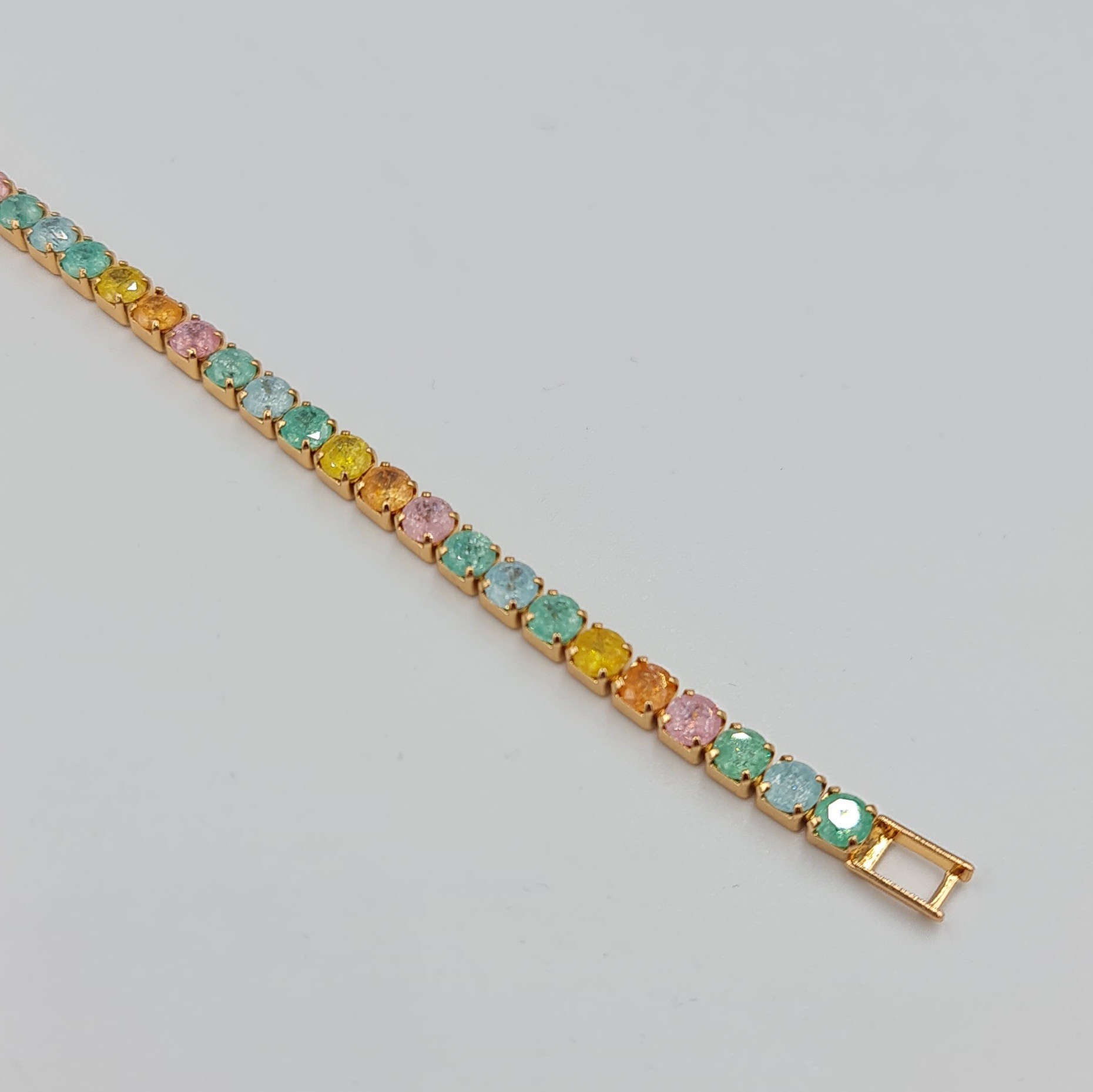 Rose Renkli Zirkon Taşlı Su Yolu Bileklik – VIP Xuping, Kararmaz, Klipsli, 17,5 cm (3 mm)