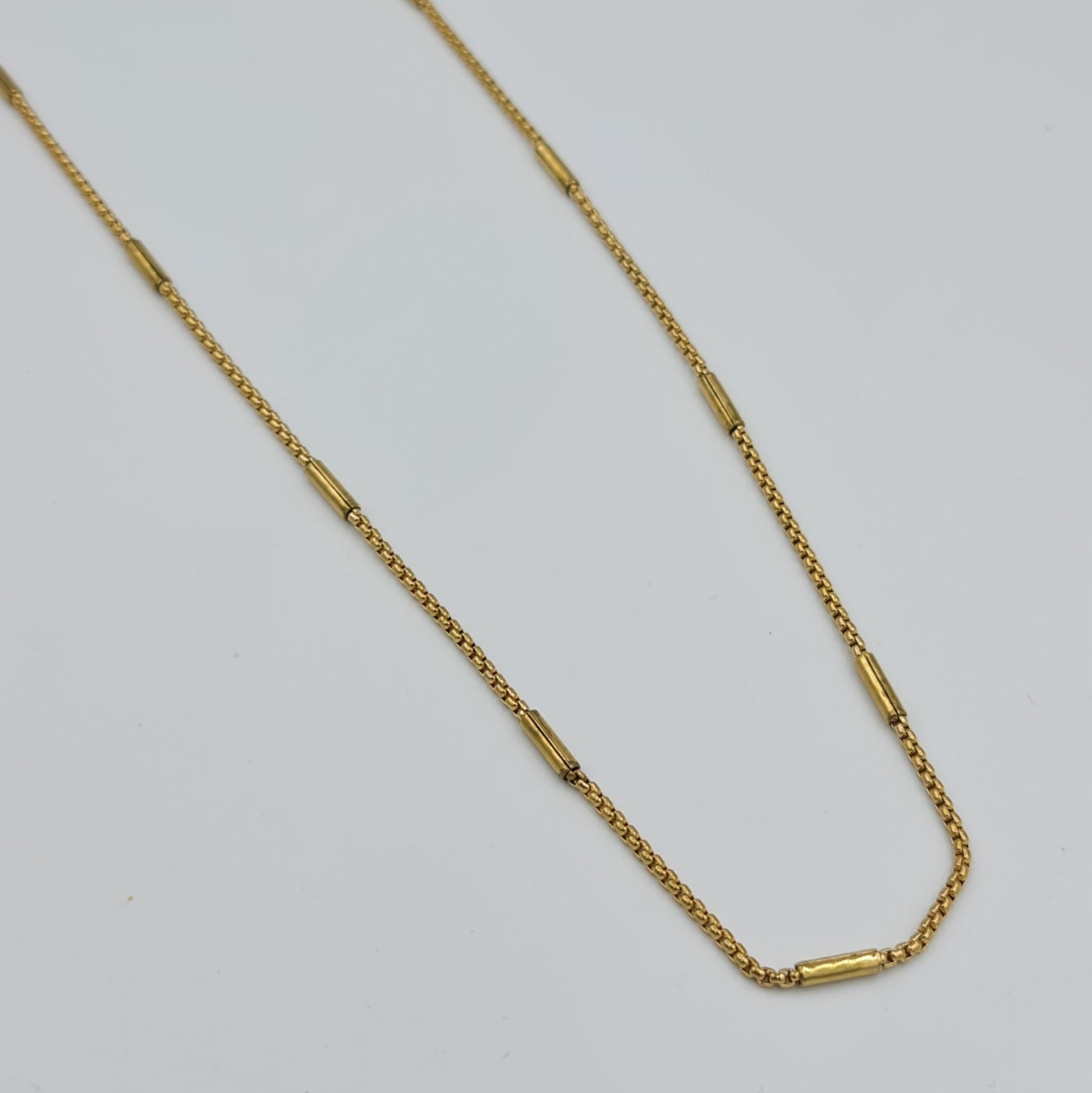 Unisex Gold Renk Çelik İnce Silindir Detaylı Doç Model Zincir Kolye 60 cm - Kararmaz Suya Dayanıklı