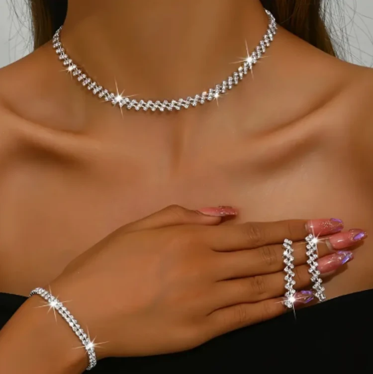 Zirkon Taşlı Gelin Düğün Ve Davet Seti (Kolye, Küpe, Bileklik)