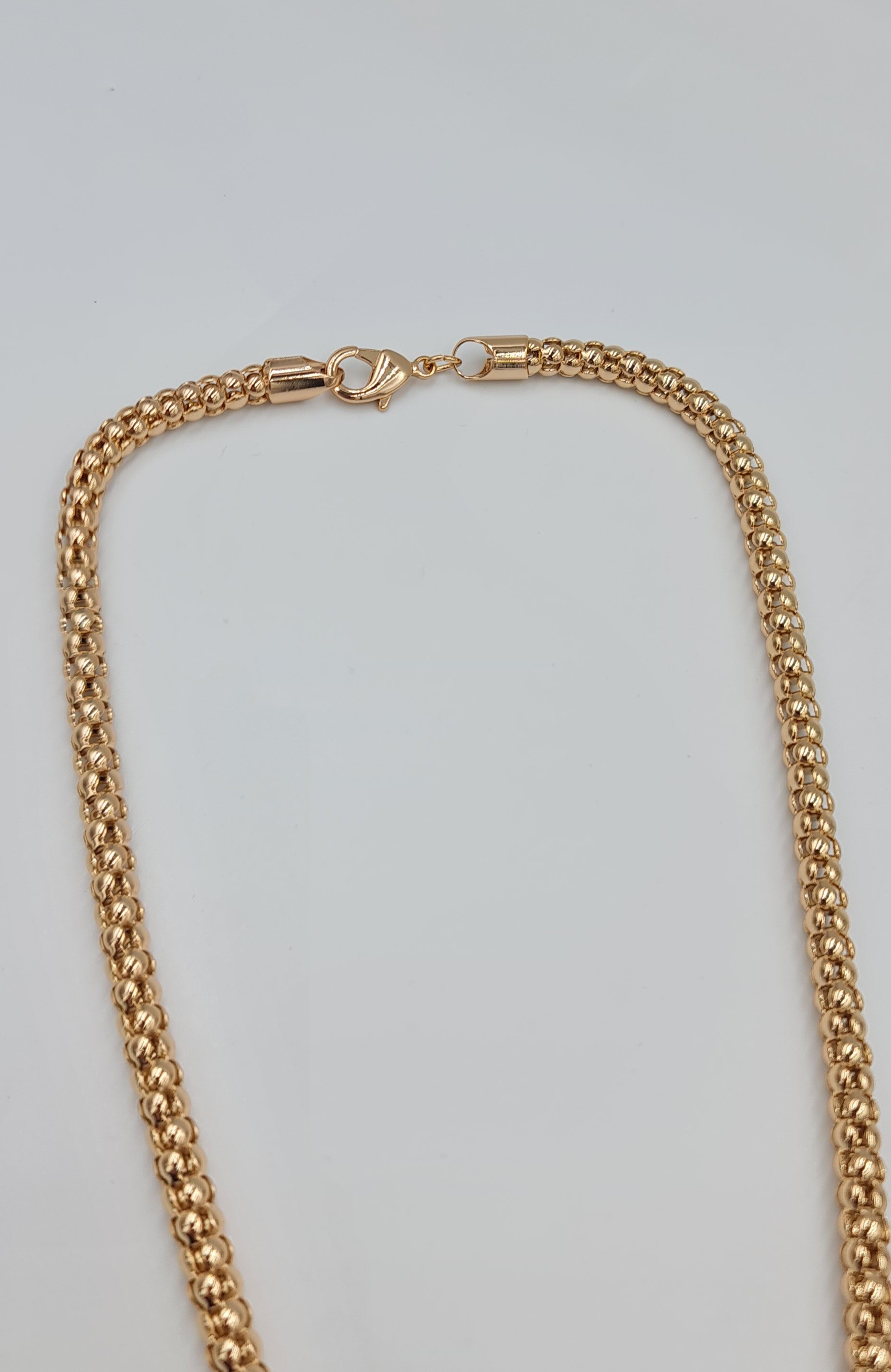Rose Popcorn Model Zincir Kolye VIP Xuping 18K Görünümlü, Kararmaz (47 cm, 4 mm)