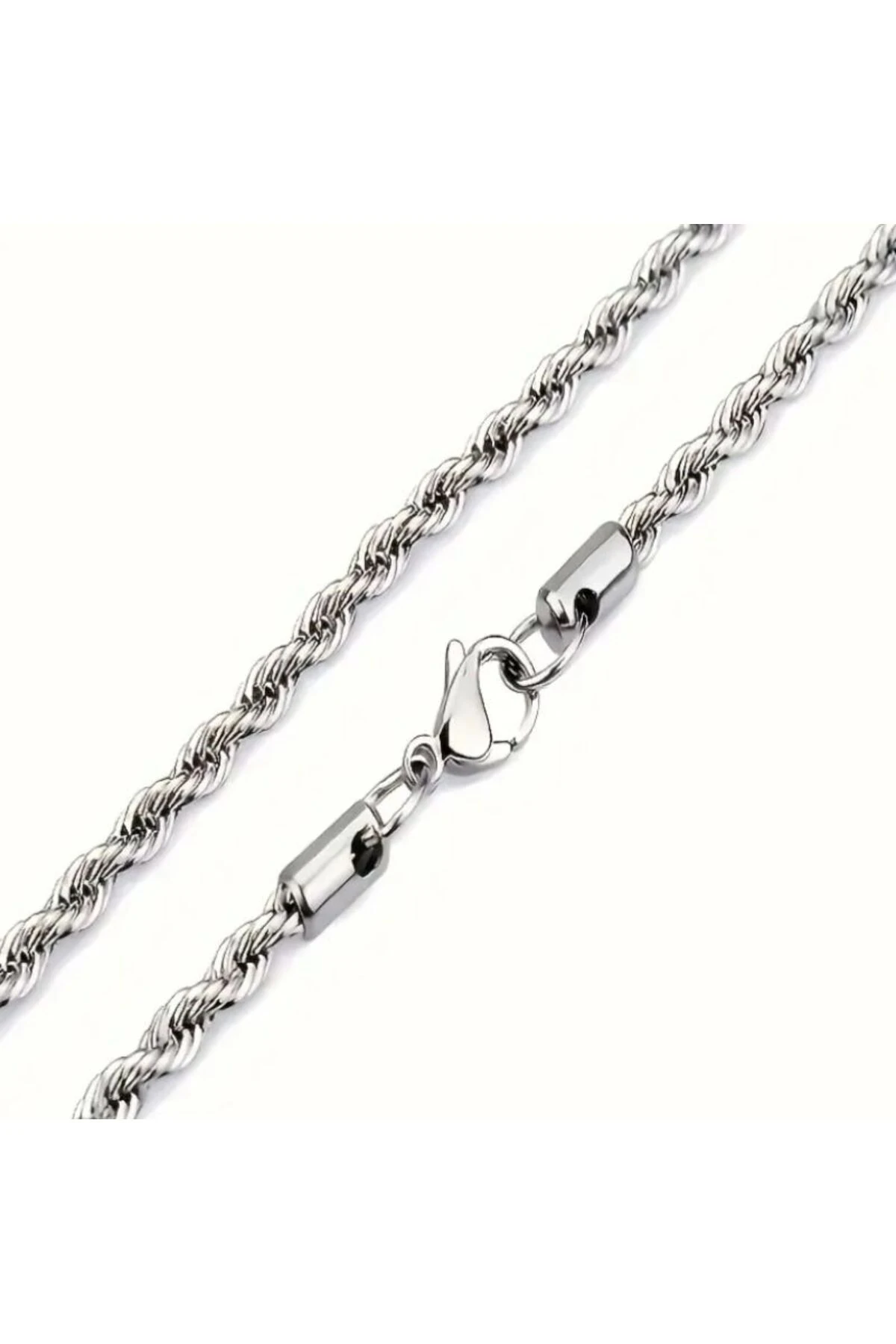 Gümüş Renk Hip Hop Tarz Unisex Kalın Burgu Model Zincir Kolye