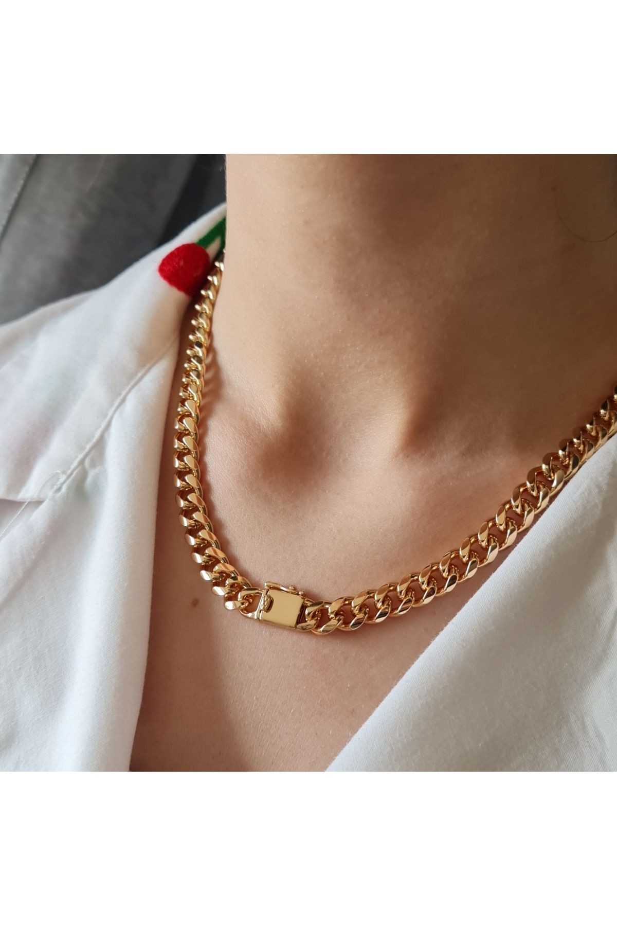 İtalyan Model Kalın Zincir Kolye VIP Xuping, Rose Gold, Kararmaz 45 cm (8 mm)