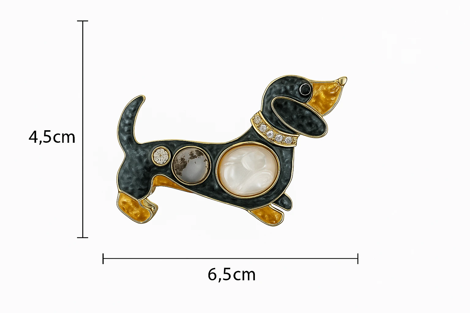 Altın Kaplama Sosis Köpek Tasarımlı Mıknatıslı Broş