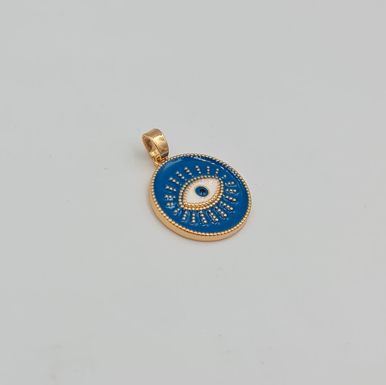 Mineli Nazar Göz Figürlü Kolye Ucu – Xuping Rose Gold, Kararmaz, 3 mm Halka (2,3 x 1,7 cm)