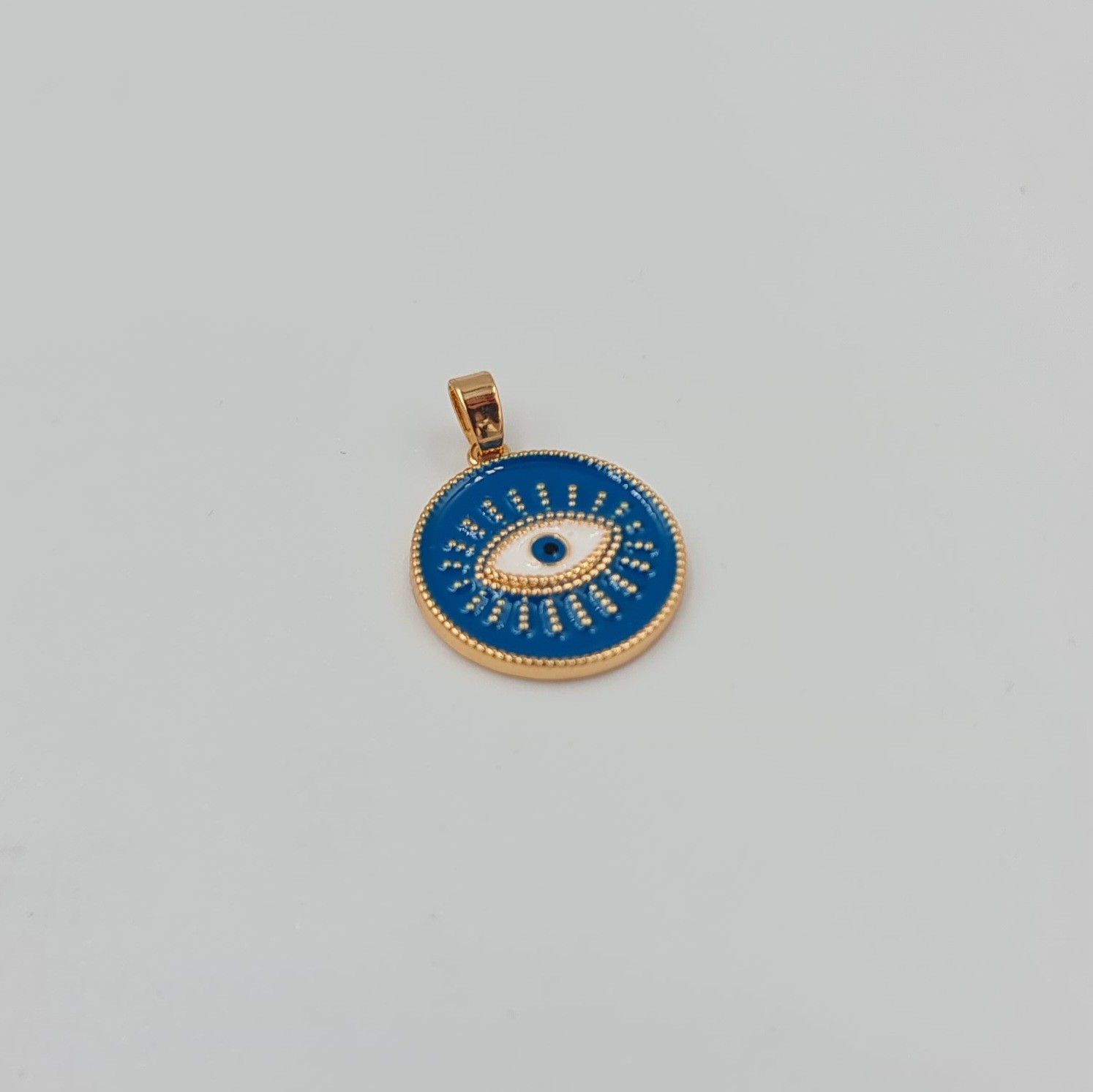 Mineli Nazar Göz Figürlü Kolye Ucu – Xuping Rose Gold, Kararmaz, 3 mm Halka (2,3 x 1,7 cm)
