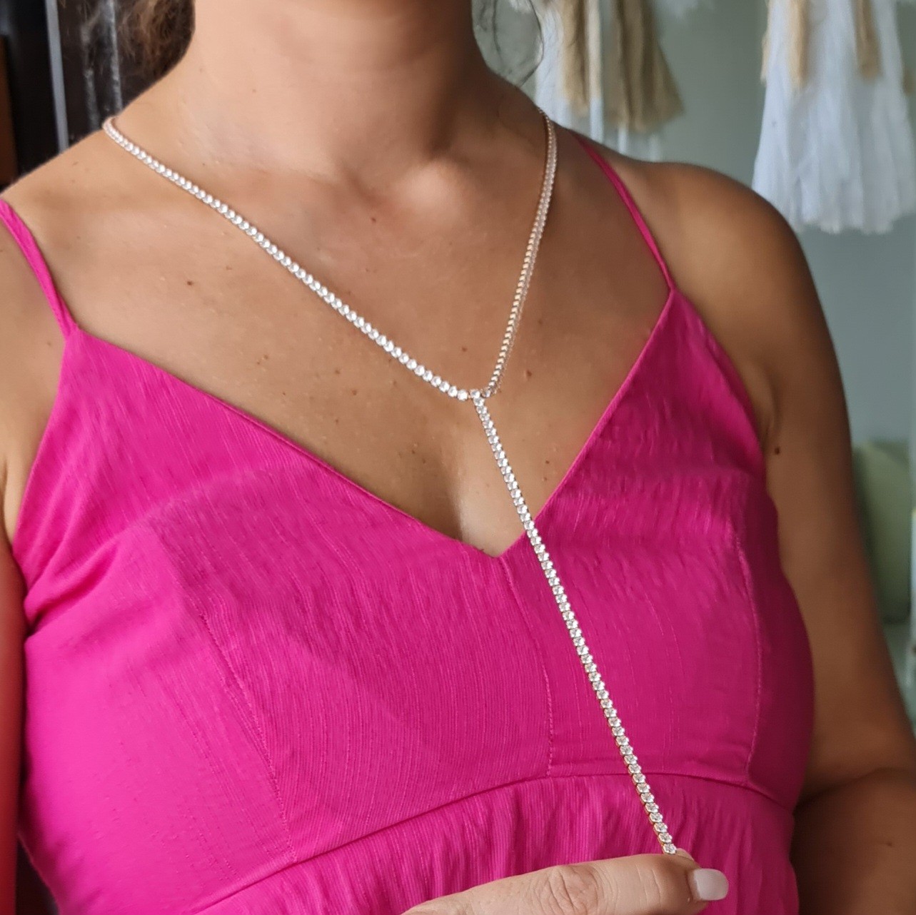 Rose Gold Renk Xuping Şık Su Yolu Y Model Kadın Dekolte Kolye