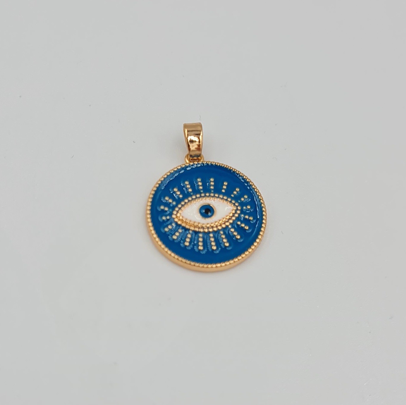 Mineli Nazar Göz Figürlü Kolye Ucu – Xuping Rose Gold, Kararmaz, 3 mm Halka (2,3 x 1,7 cm)