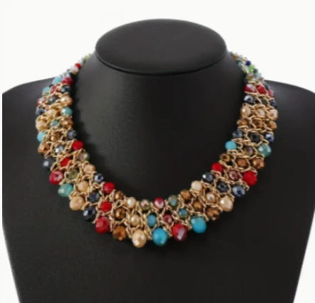 Şık Çok Renkli Taş Detaylı Altın Kaplama Gösterişli Kolye