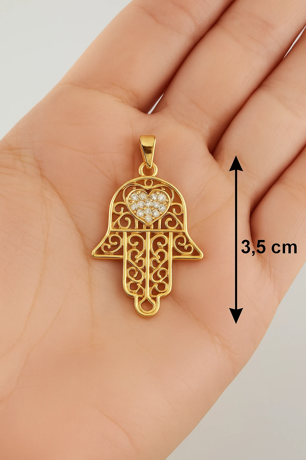 Rose Renk Xuping Fatma’nın Eli Kolye Ucu – Zirkon Kalpli