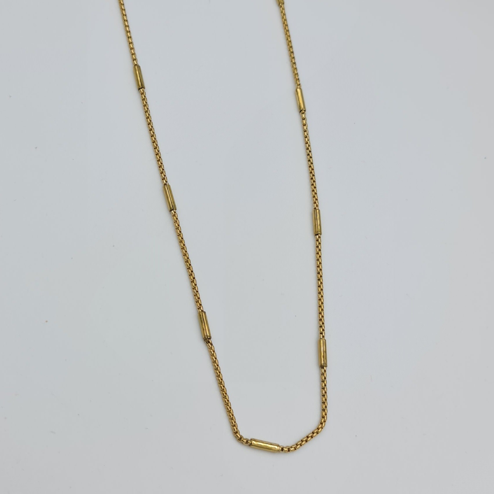 Unisex Gold Renk Çelik İnce Silindir Detaylı Doç Model Zincir Kolye 60 cm - Kararmaz Suya Dayanıklı