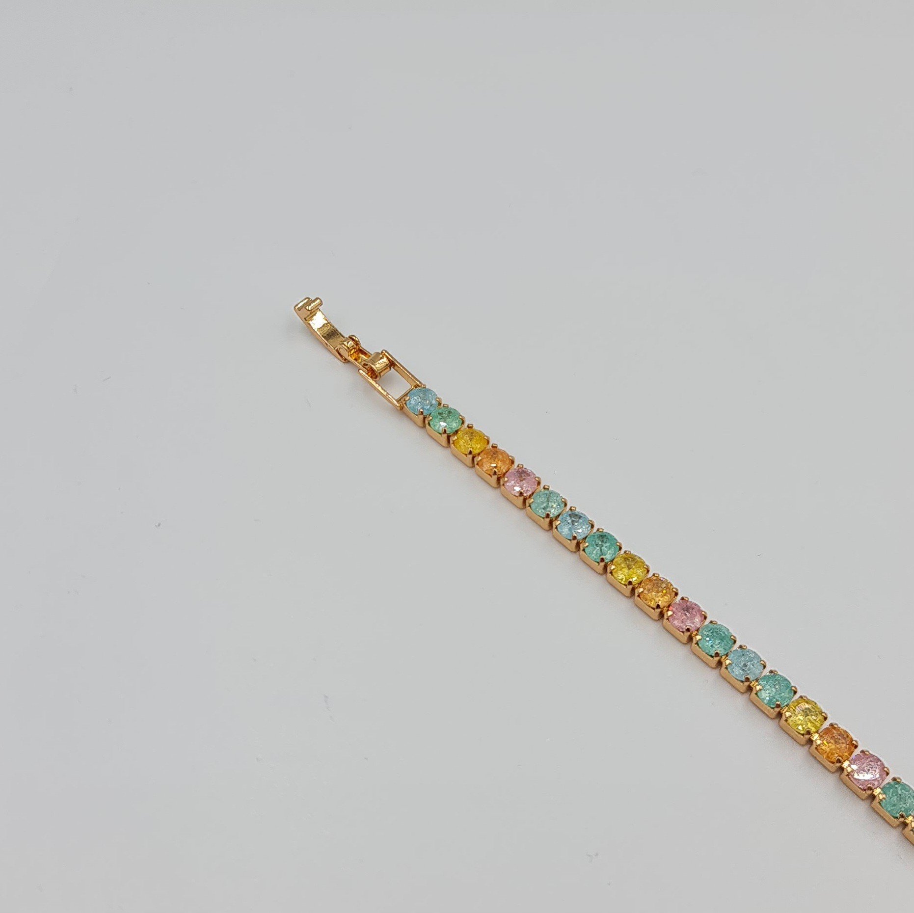Rose Renkli Zirkon Taşlı Su Yolu Bileklik – VIP Xuping, Kararmaz, Klipsli, 17,5 cm (3 mm)