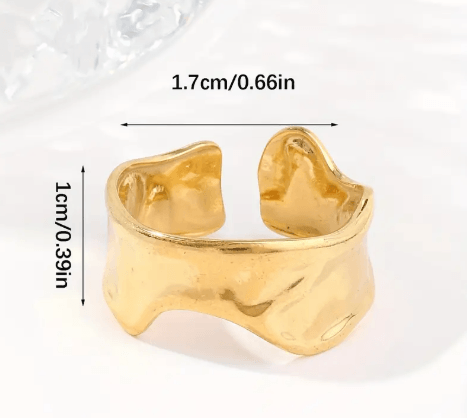 Kadın Gold Dalga Formlu Ayarlanabilir Yüzük – Modern ve Minimalist Stil