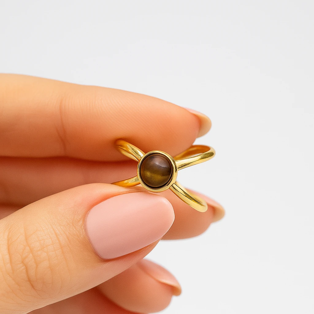 Kadın Kaplan Gözü Taşlı Geniş Yüzük