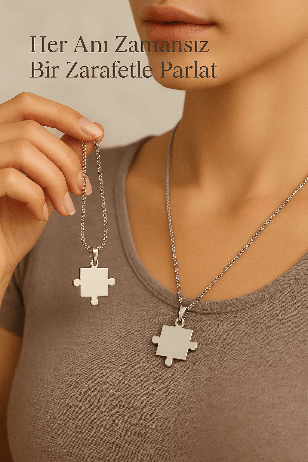 Puzzle Bağlantısı Çift Kolyesi – Sevgili ve Arkadaşlara Özel Uyumlu Parça Tasarımı