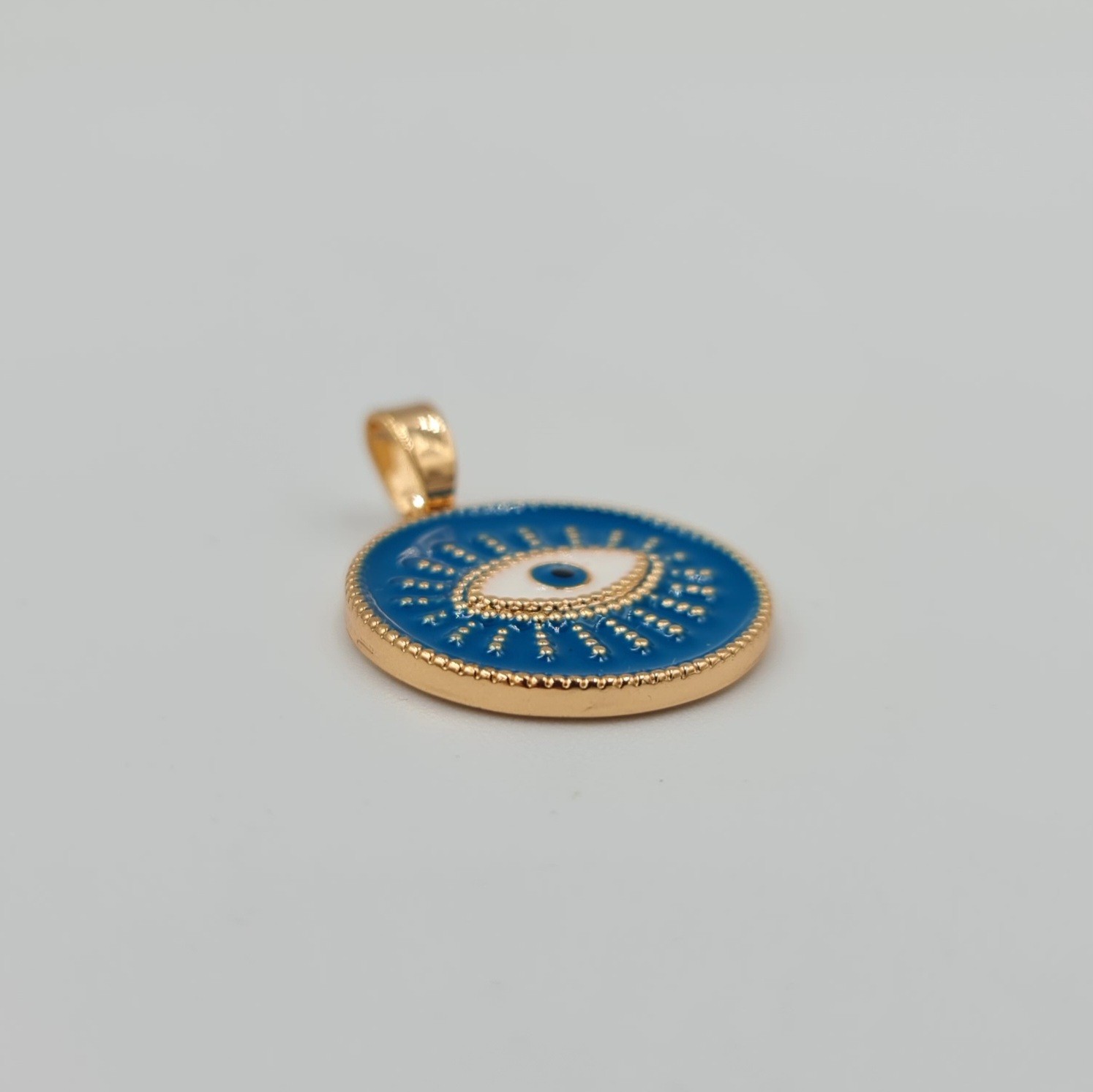 Mineli Nazar Göz Figürlü Kolye Ucu – Xuping Rose Gold, Kararmaz, 3 mm Halka (2,3 x 1,7 cm)