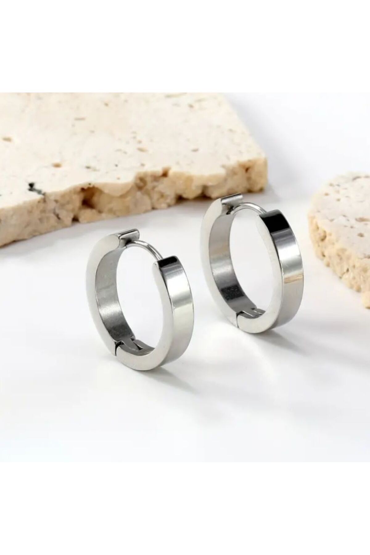 Gümüş Renk Unisex Klasik Halka Küpe 3 mm