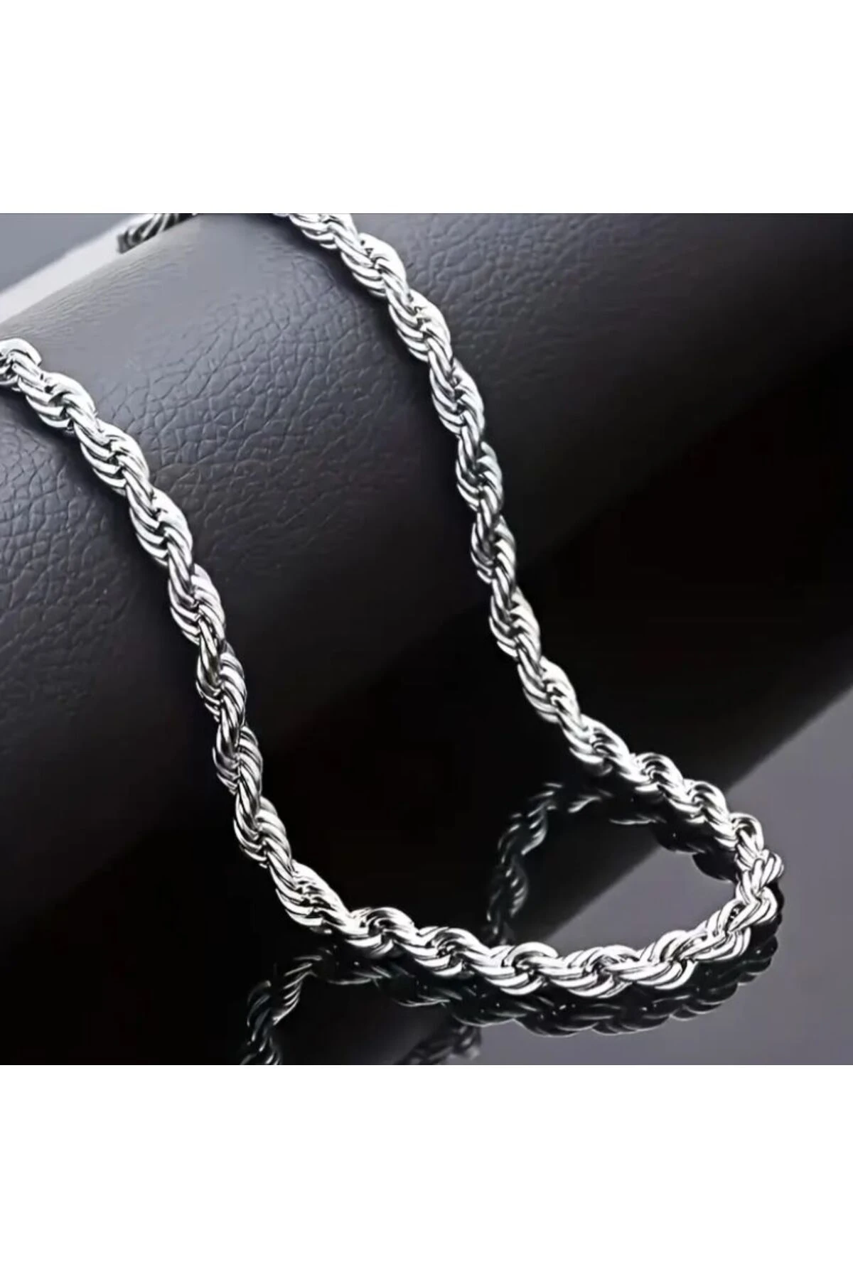 Gümüş Renk Hip Hop Tarz Unisex Kalın Burgu Model Zincir Kolye