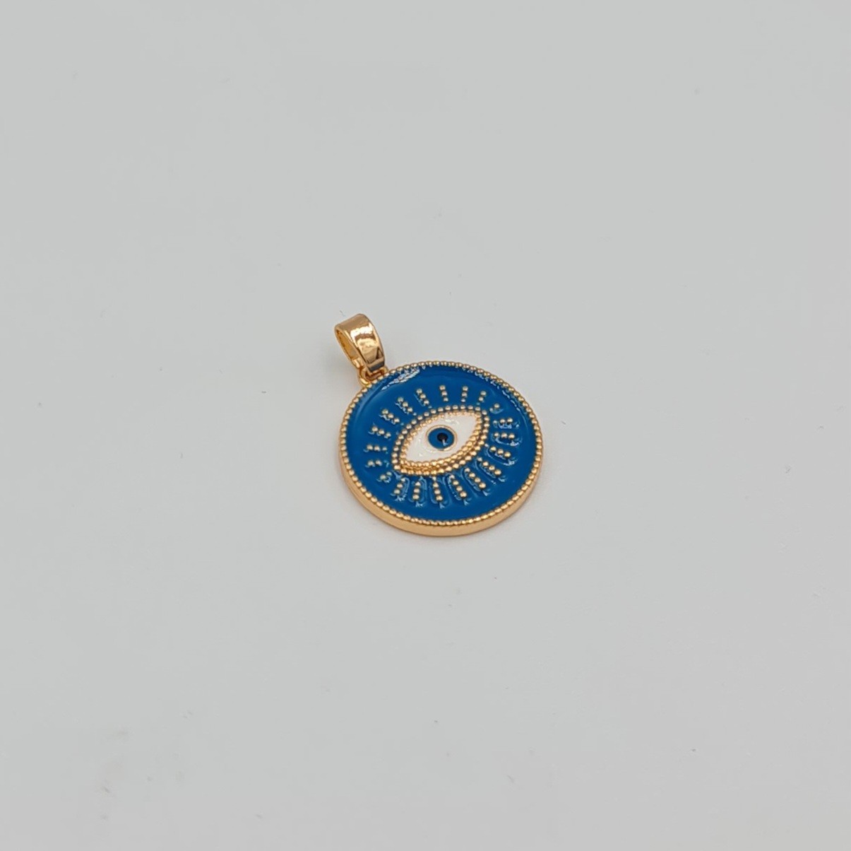 Mineli Nazar Göz Figürlü Kolye Ucu – Xuping Rose Gold, Kararmaz, 3 mm Halka (2,3 x 1,7 cm)
