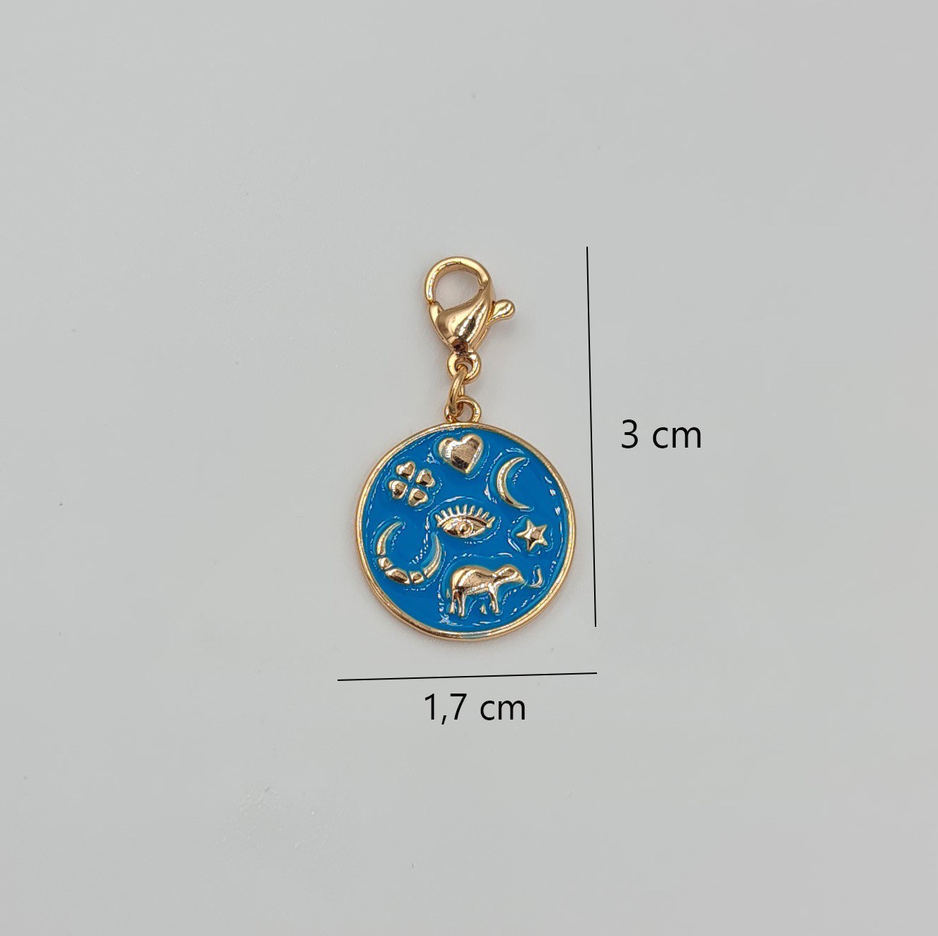 Rose Renk Xuping Charm Kolye Ucu – Şans ve Koruma Temalı, Mavi Mineli, Çoklu Kullanım (3 cm)