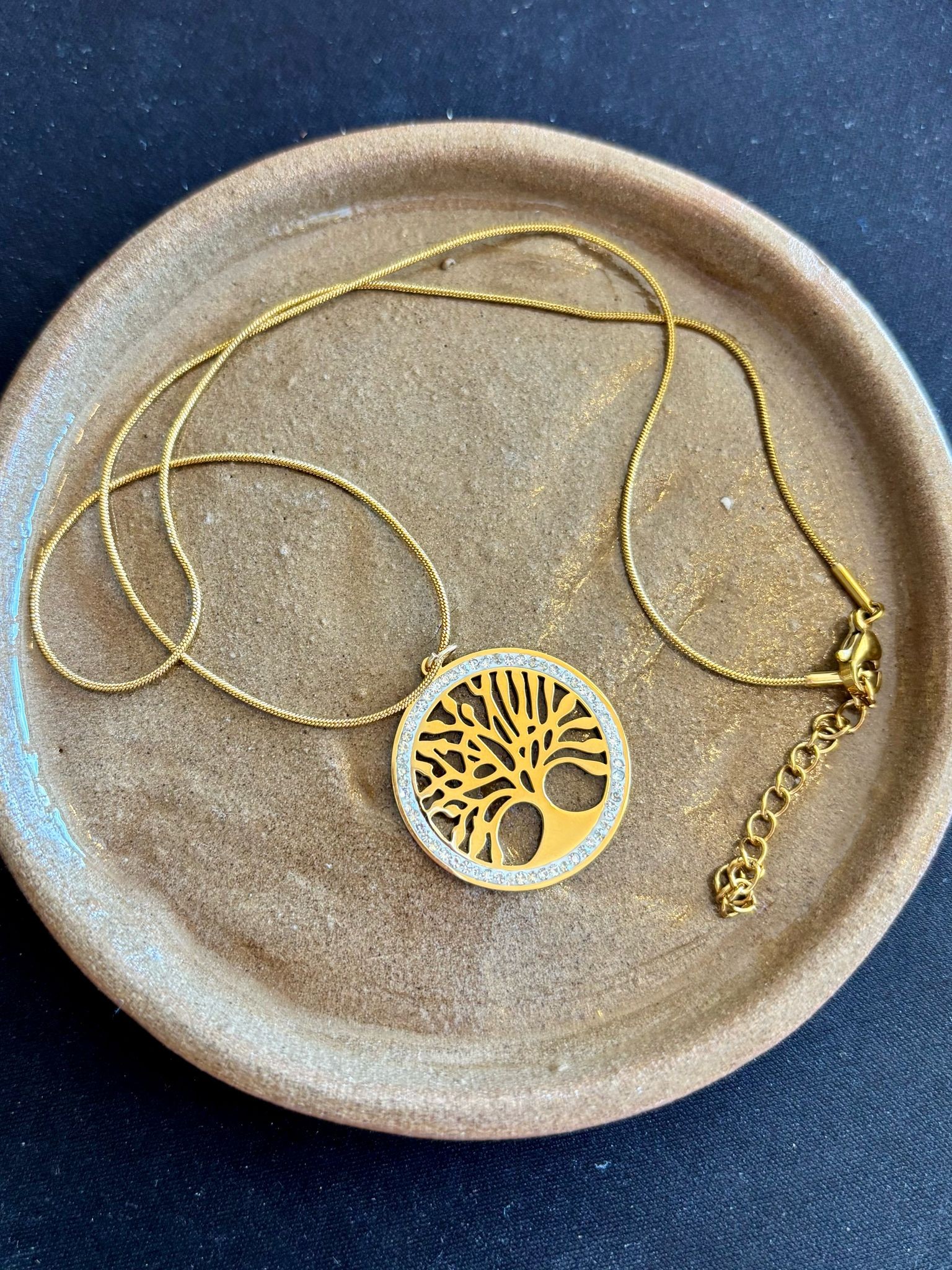 Gold Zirkon Taş Detaylı Hayat Ağacı Yaşam Ağacı Kolye Şık Kadın Kolye
