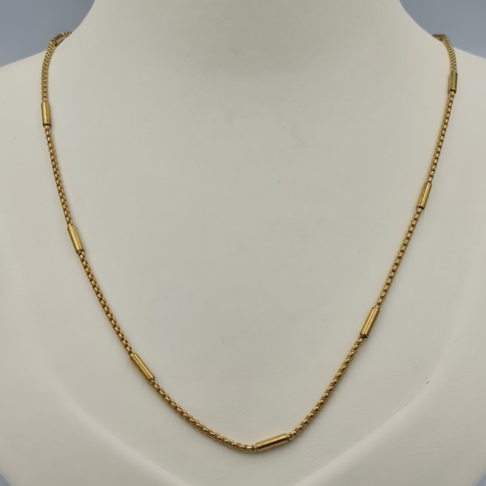 Unisex Gold Renk Çelik İnce Silindir Detaylı Doç Model Zincir Kolye 60 cm - Kararmaz Suya Dayanıklı