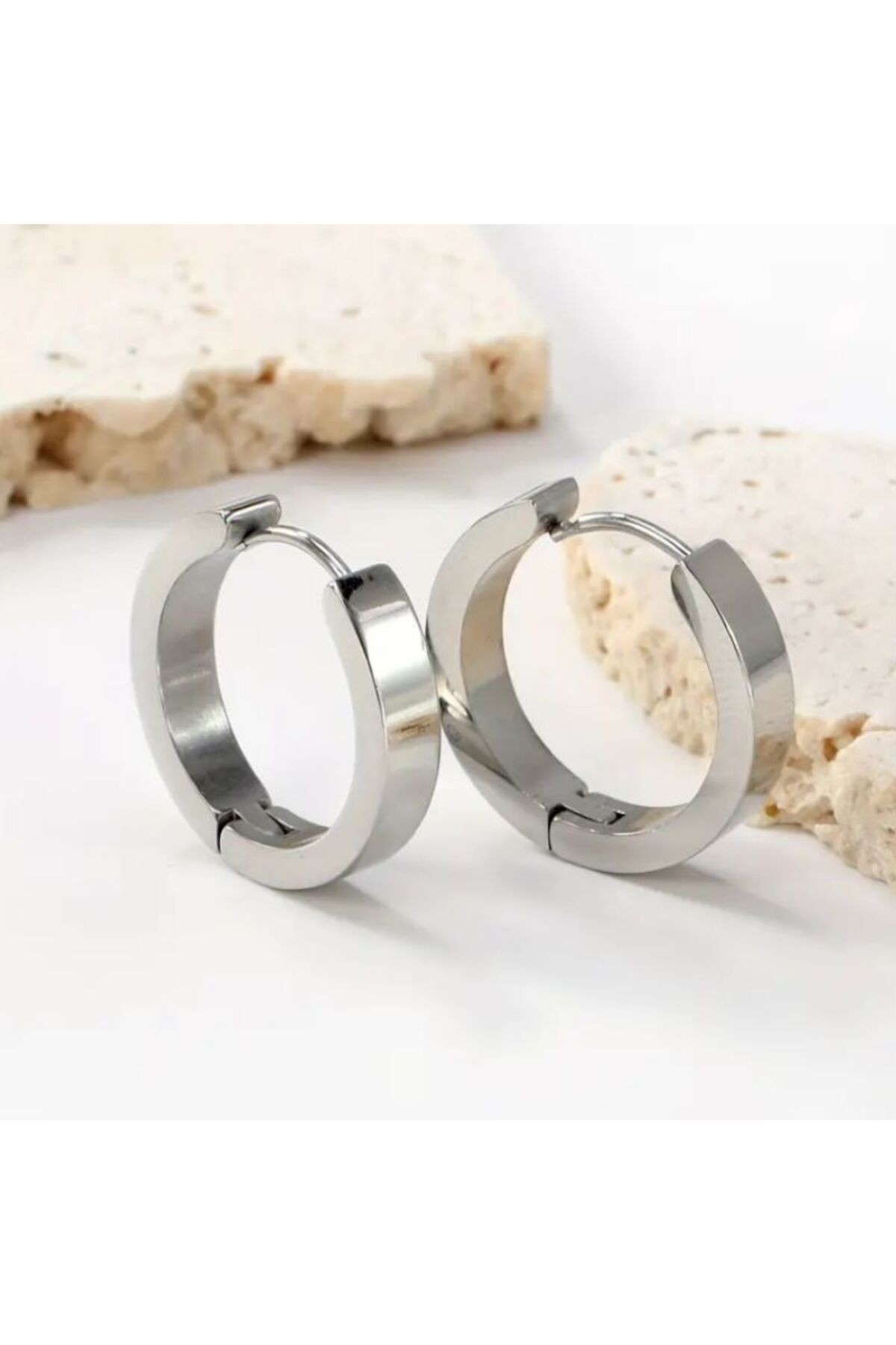 Gümüş Renk Unisex Klasik Halka Küpe 3 mm