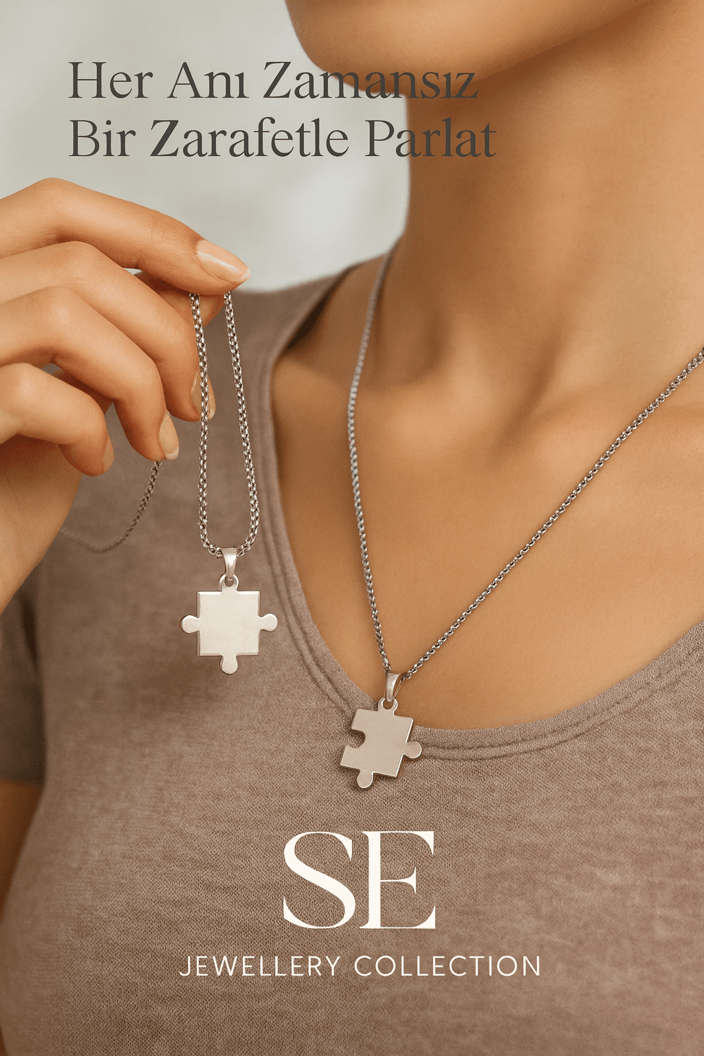 Puzzle Bağlantısı Çift Kolyesi – Sevgili ve Arkadaşlara Özel Uyumlu Parça Tasarımı