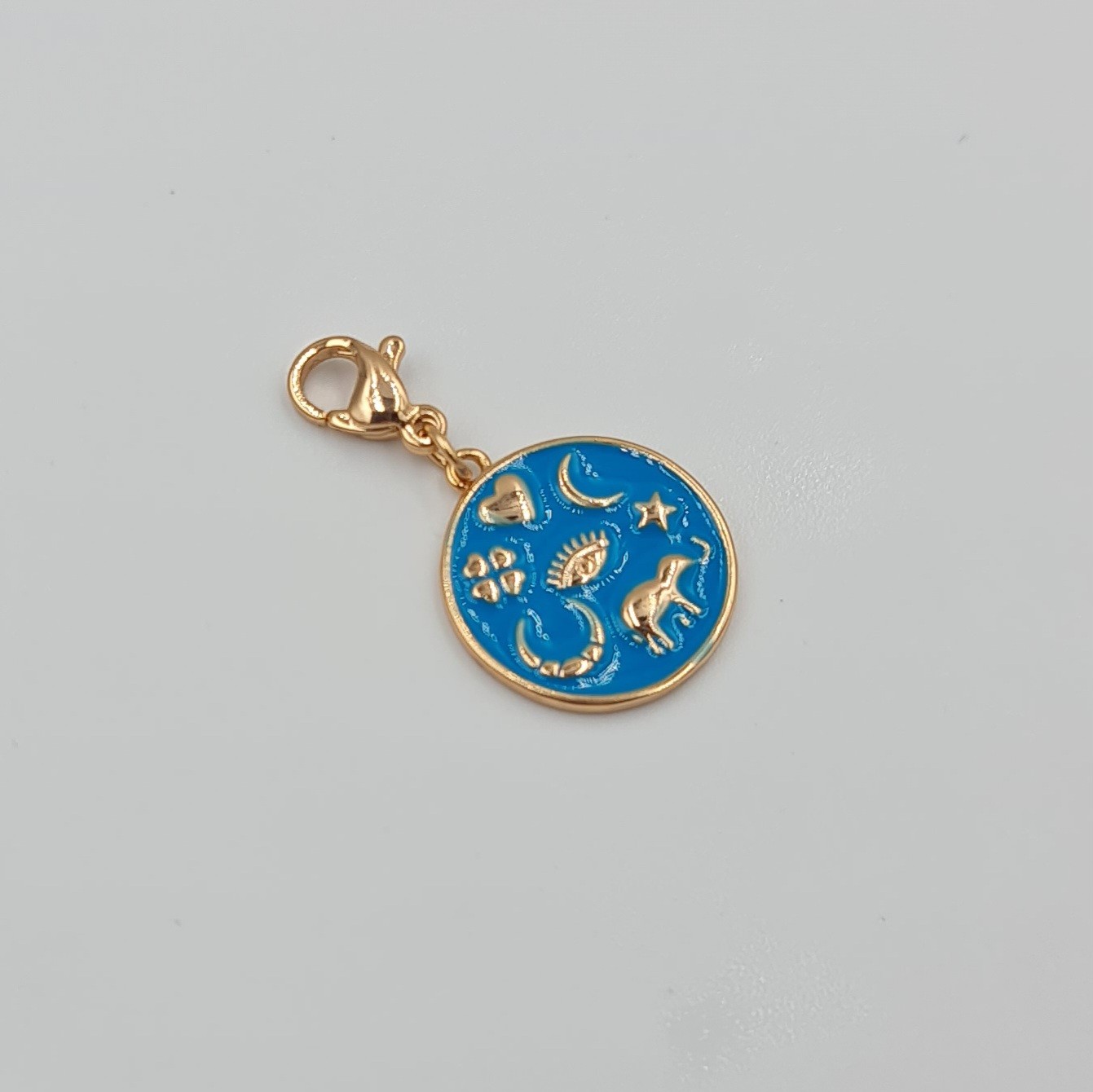Rose Renk Xuping Charm Kolye Ucu – Şans ve Koruma Temalı, Mavi Mineli, Çoklu Kullanım (3 cm)