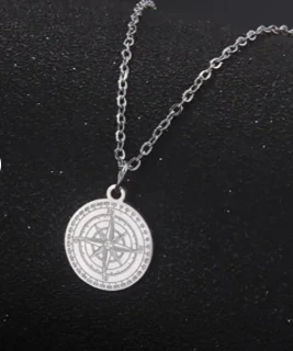 “Unisex Çelik Kolye – Pusula Sembolü 45 cm