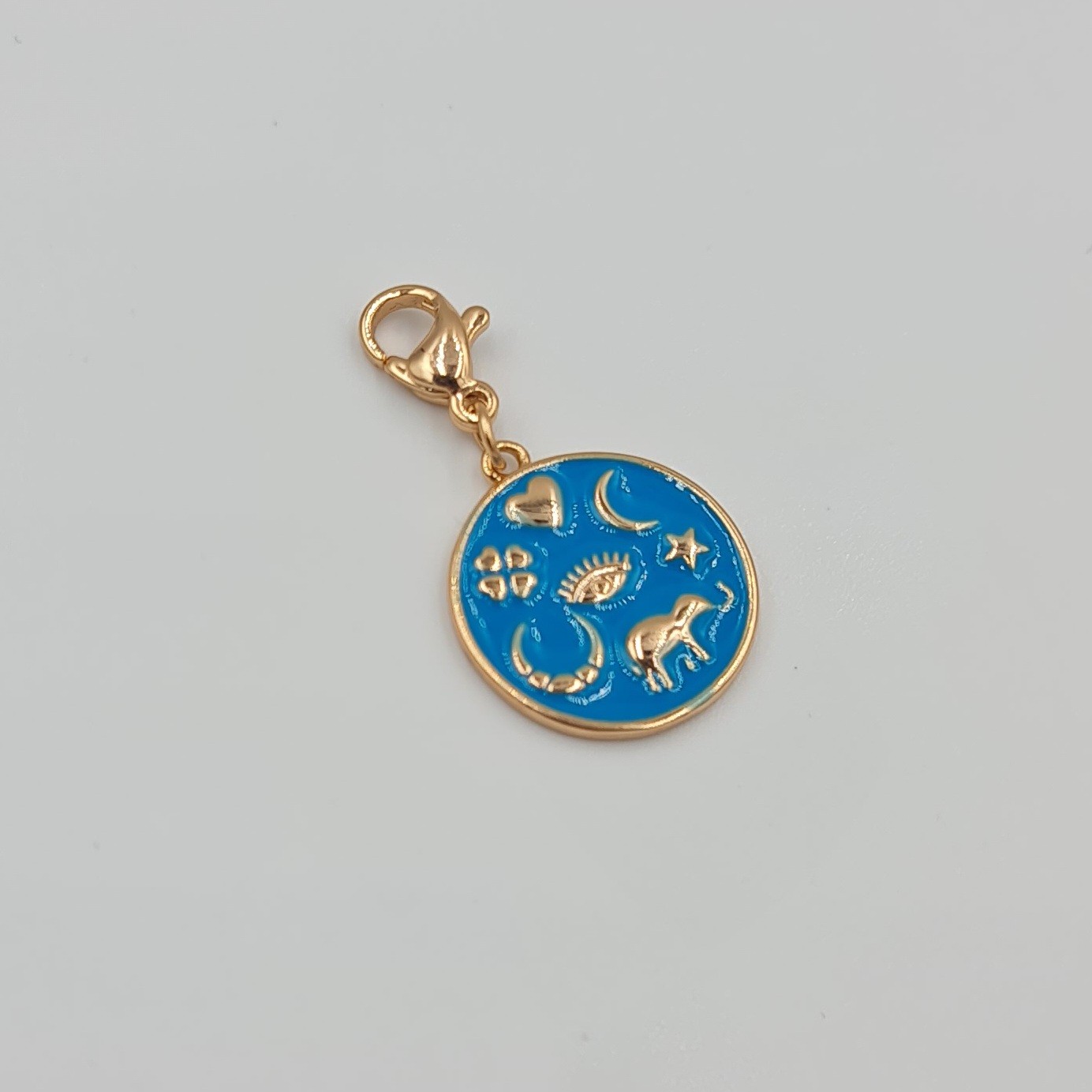 Rose Renk Xuping Charm Kolye Ucu – Şans ve Koruma Temalı, Mavi Mineli, Çoklu Kullanım (3 cm)