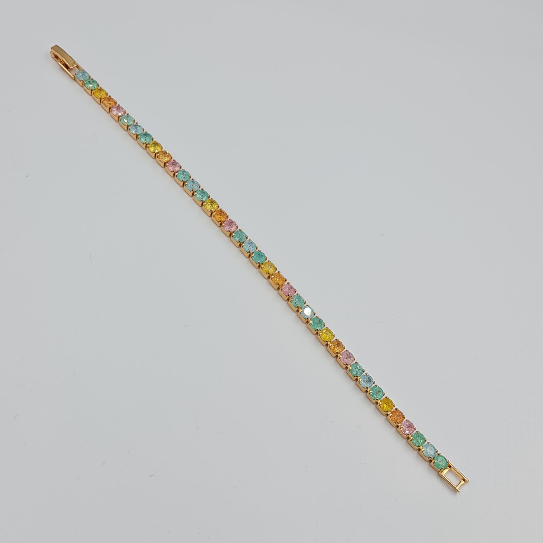 Rose Renkli Zirkon Taşlı Su Yolu Bileklik – VIP Xuping, Kararmaz, Klipsli, 17,5 cm (3 mm)