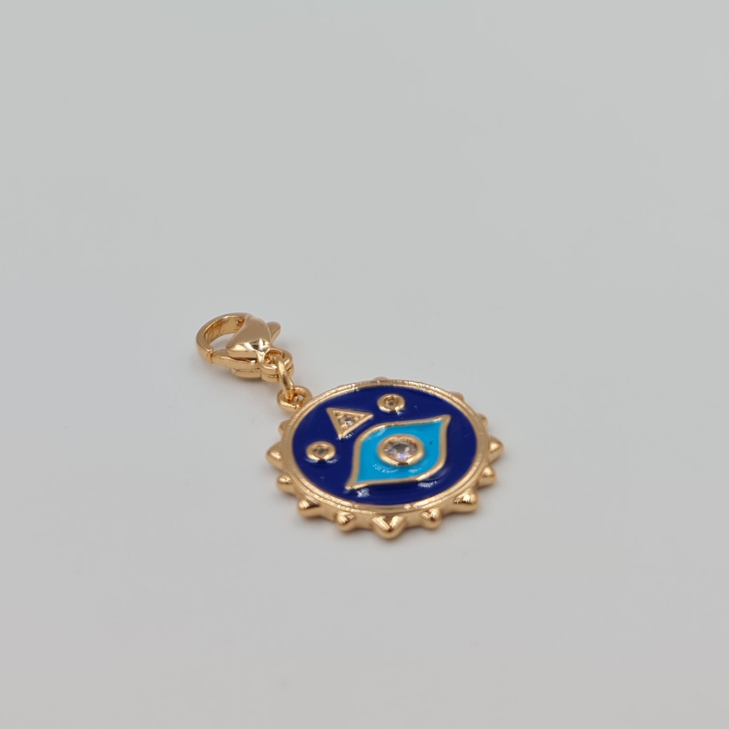 Rose Renk Göz Charm Kolye Ucu – Lacivert Mineli Sembollü, Xuping, Çok Amaçlı Kullanım (3 cm)