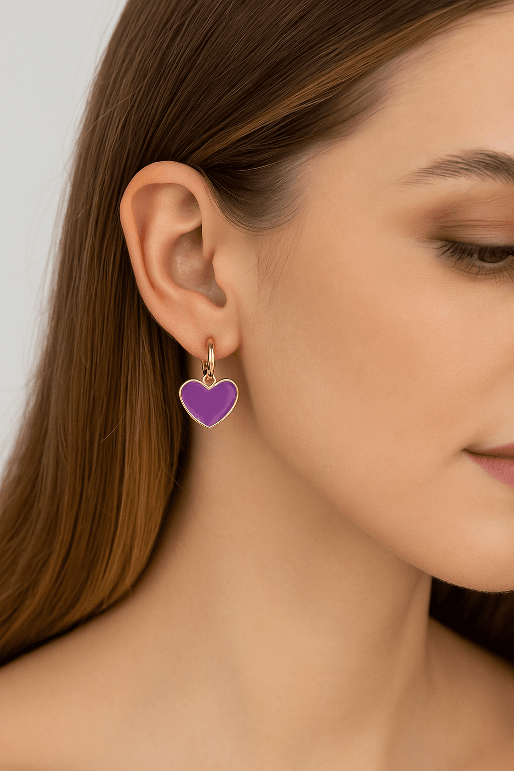 Purple Love – Xupıng Mor Kalpli Xuping Halka Küpe