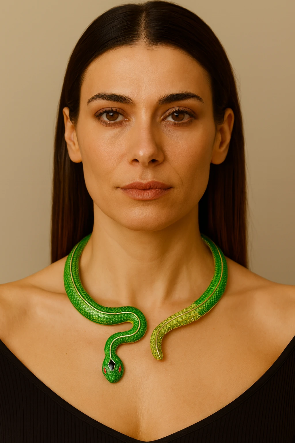 Yeşil Yılan Formlu Kolye – Özel Tasarım