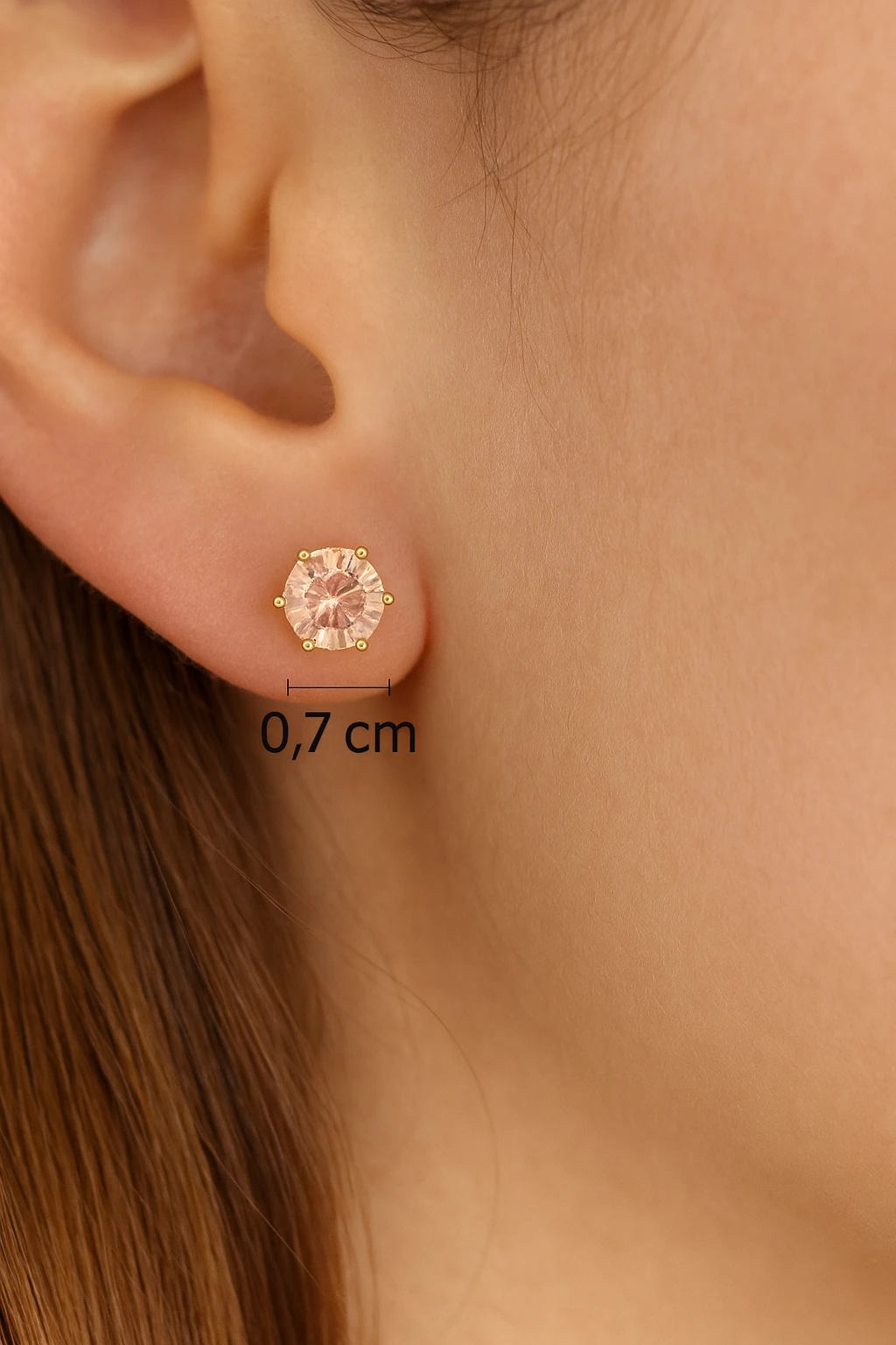 Altın RenkTek Taş Büyük Taşlı Işıltılı Küpe