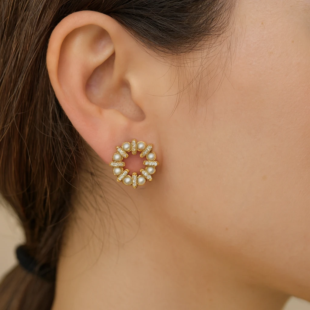 Rose İnci Detaylı Xuping Küpe