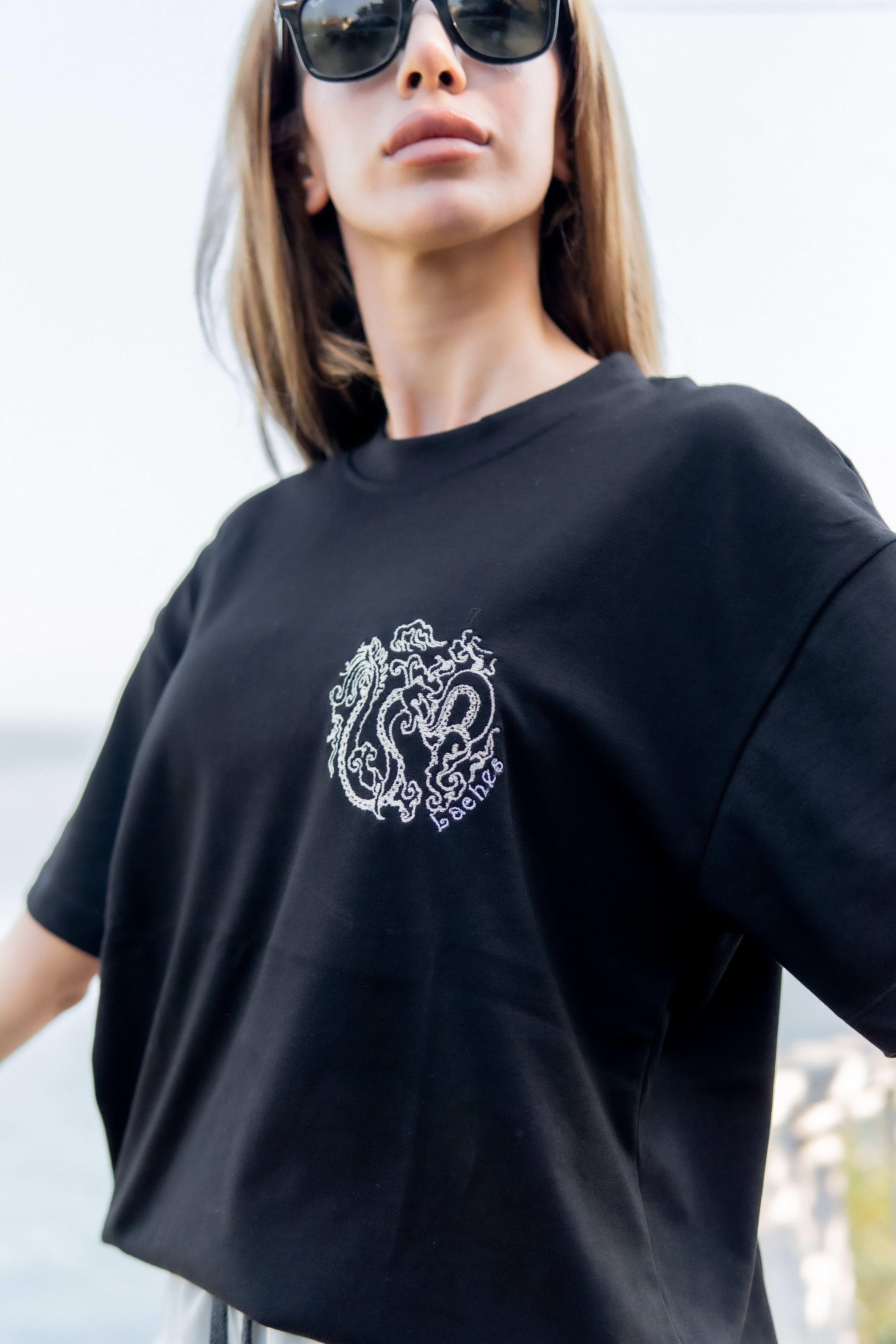 Chain - Unisex Oversize Nakışlı T-Shirt