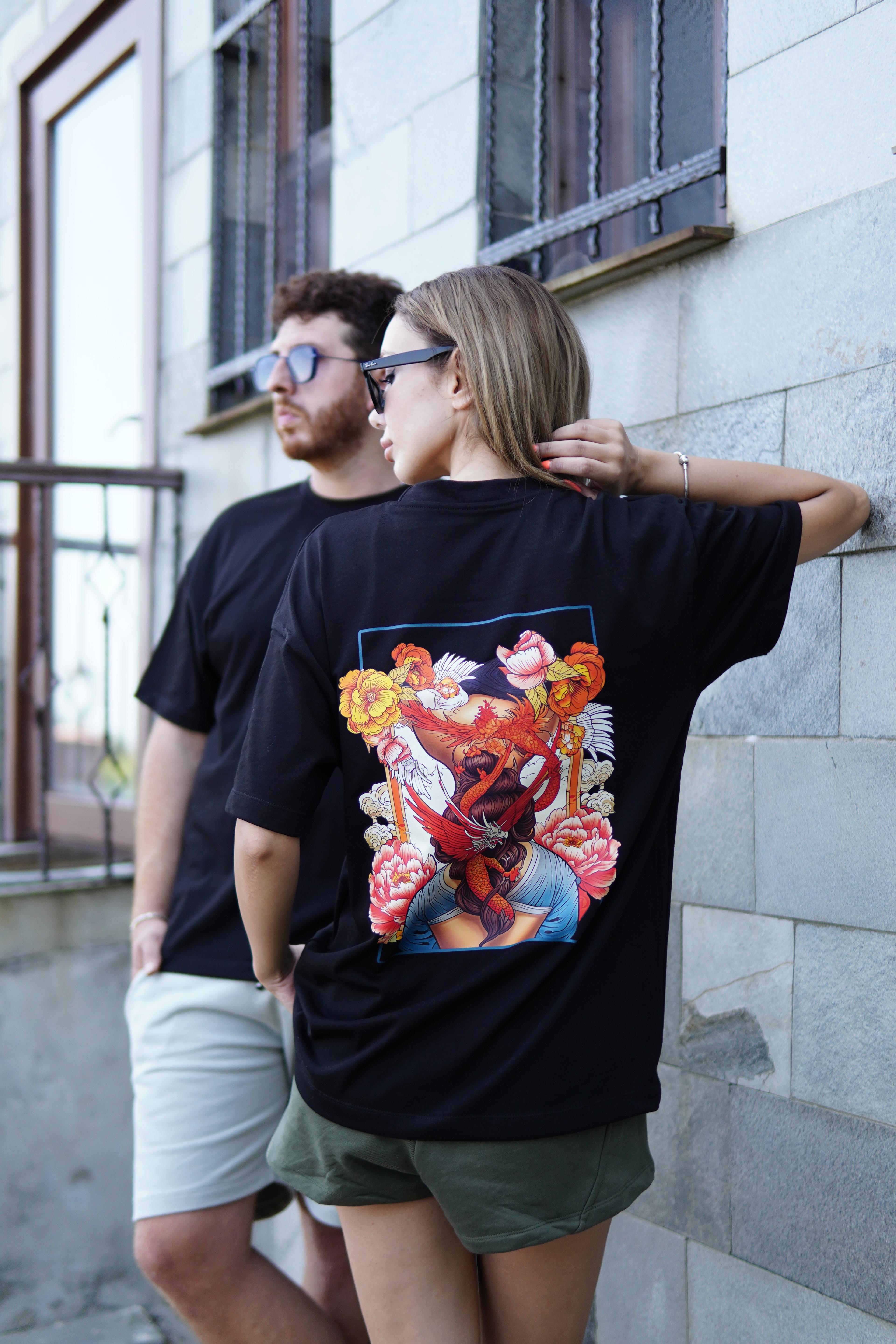 Roseship - Unisex Oversize Baskılı T-Shirt