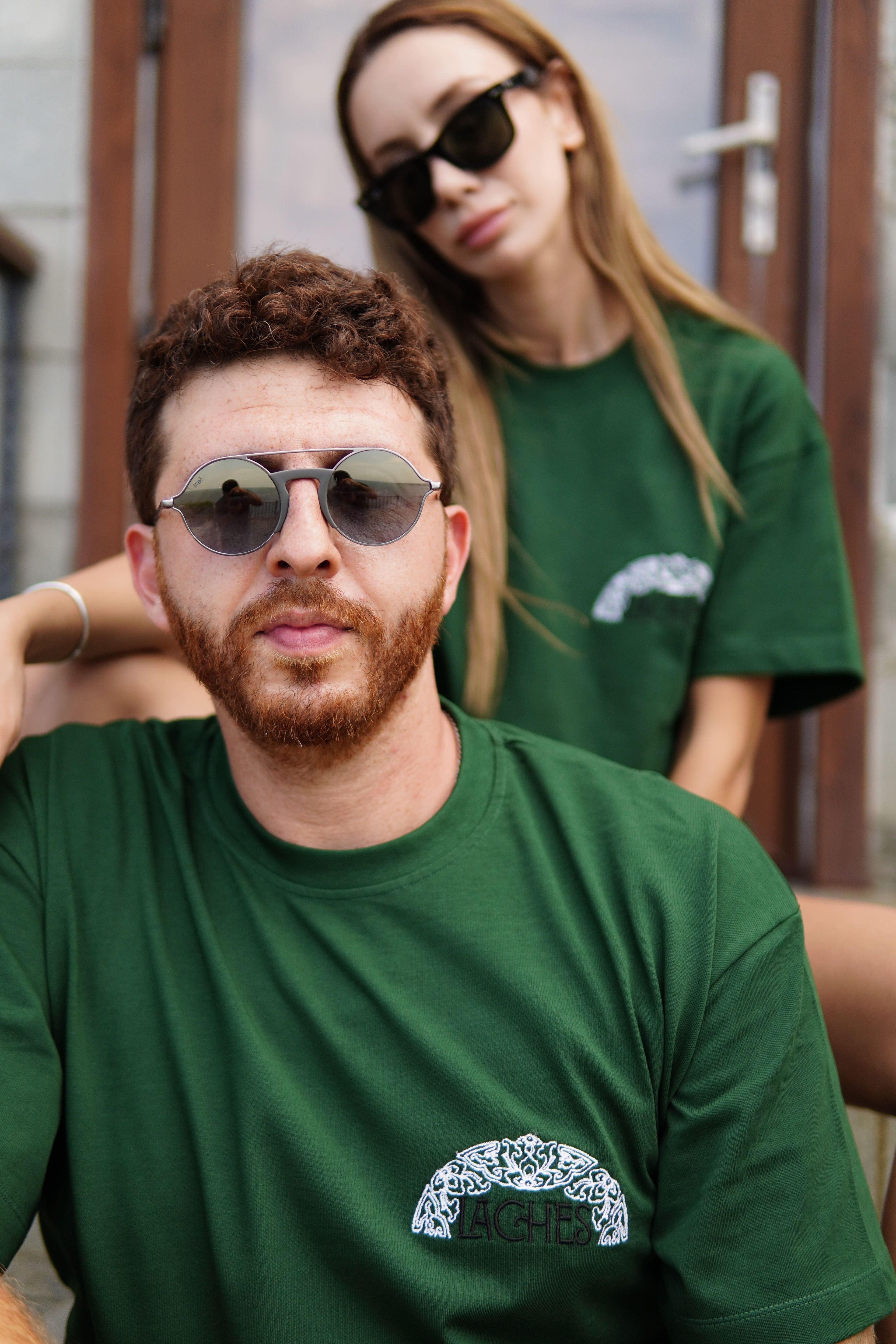 Quarter - Unisex Oversize Nakışlı T-Shirt - Yeşil