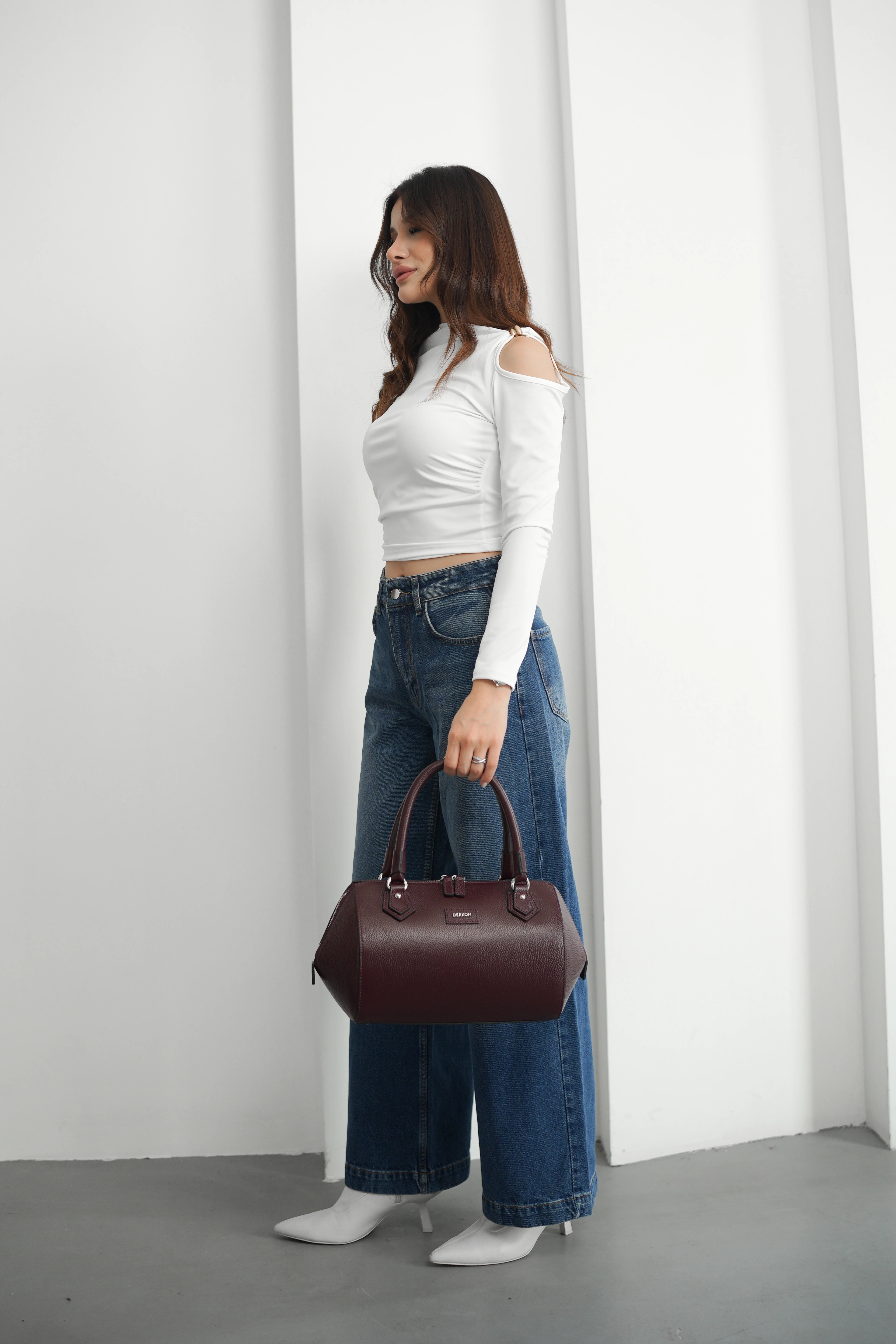 Hakiki Deri Rosely Model Kadın Çantası - BORDO