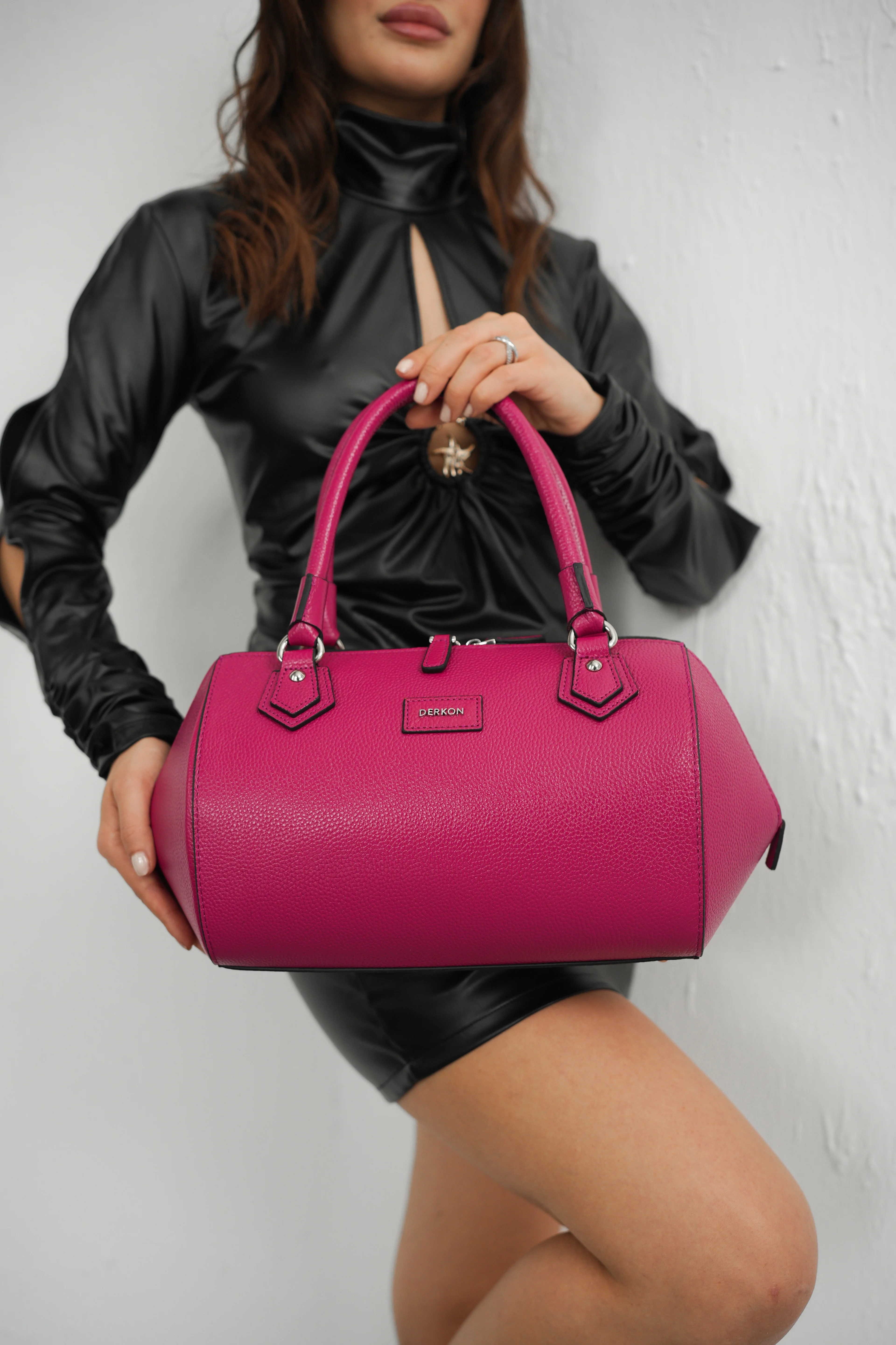 Hakiki Deri Rosely Model Kadın Çantası - FUŞYA
