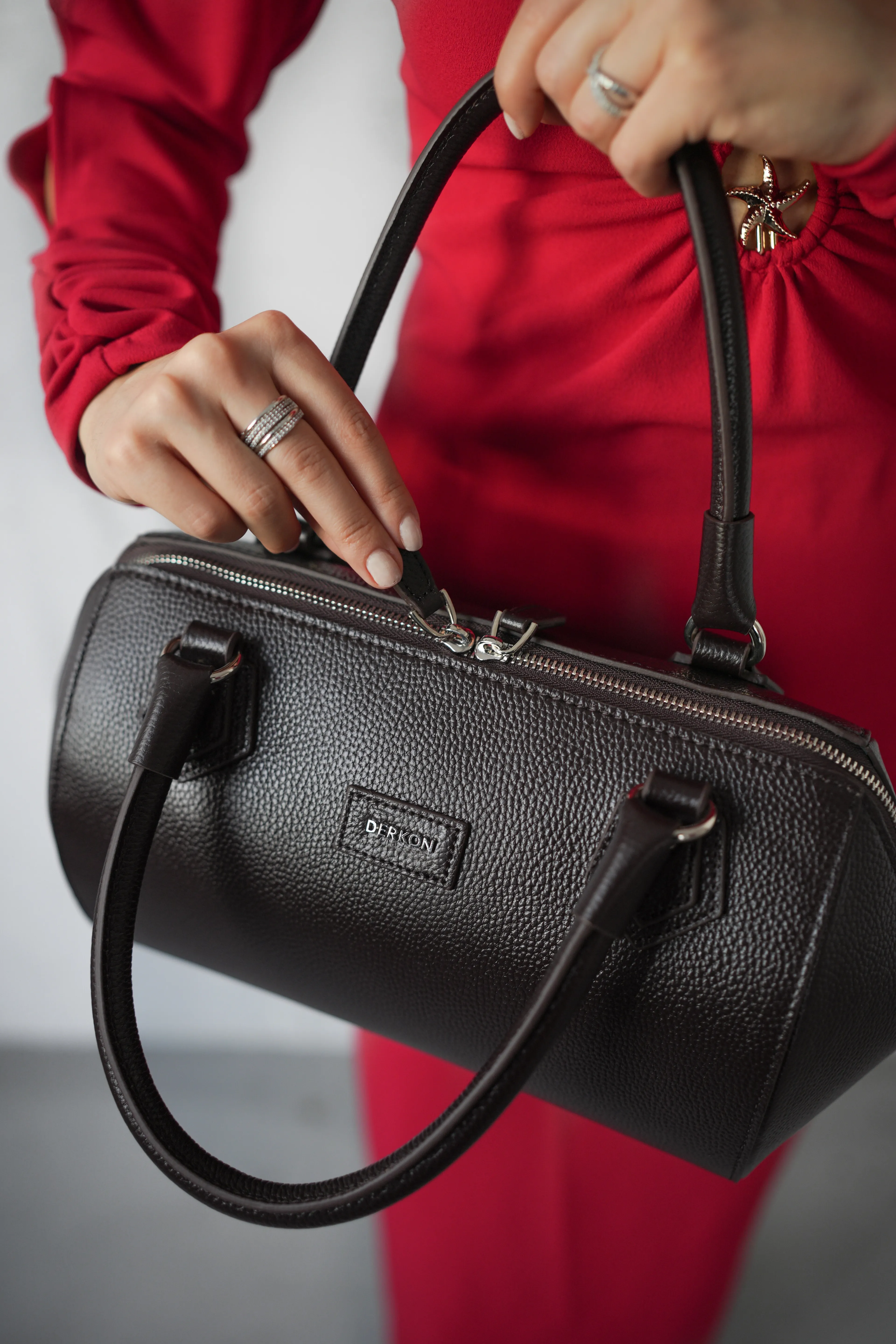 Hakiki Deri Rosely Model Kadın Çantası - KAHVERENGİ