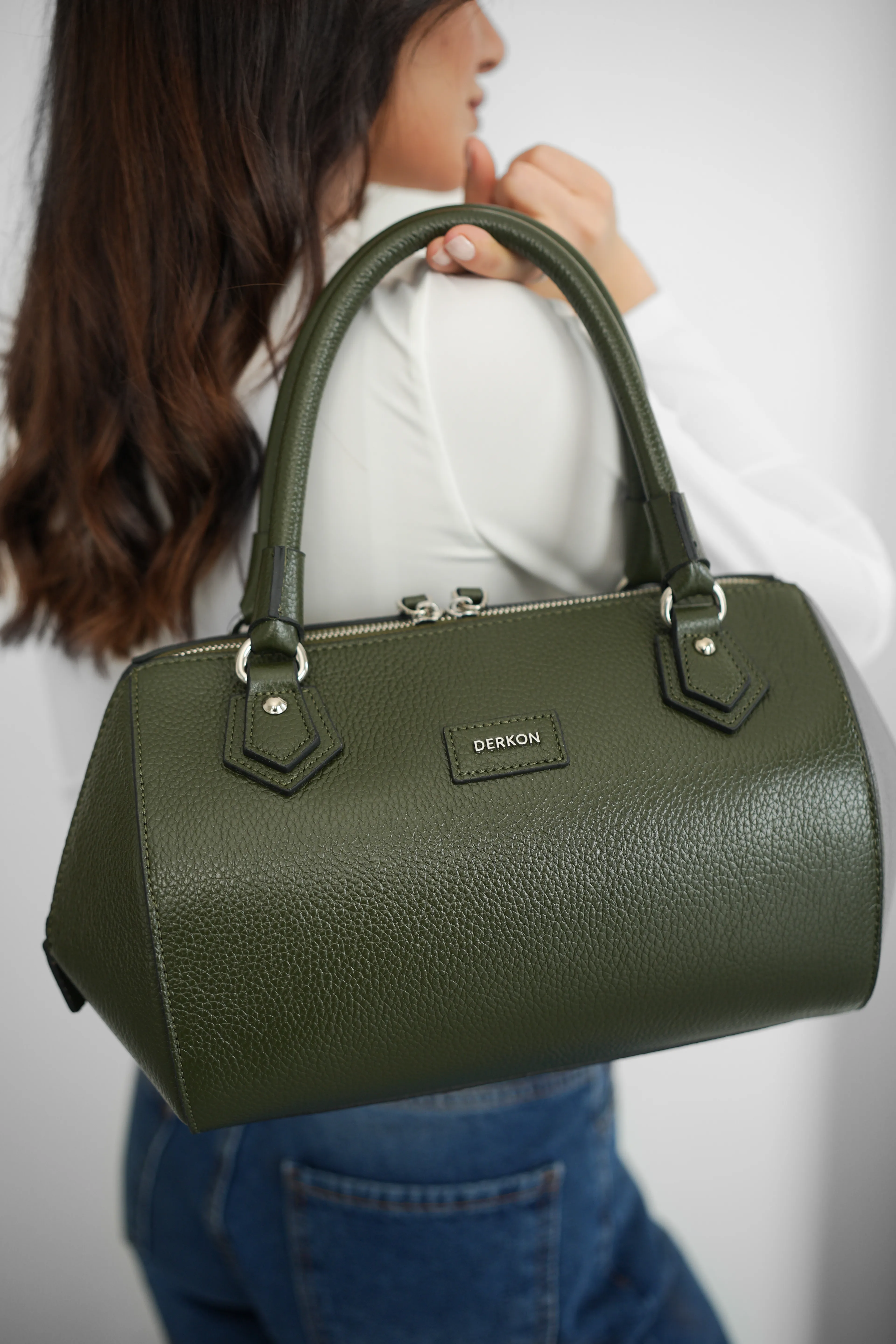 Hakiki Deri Rosely Model Kadın Çantası - YEŞİL